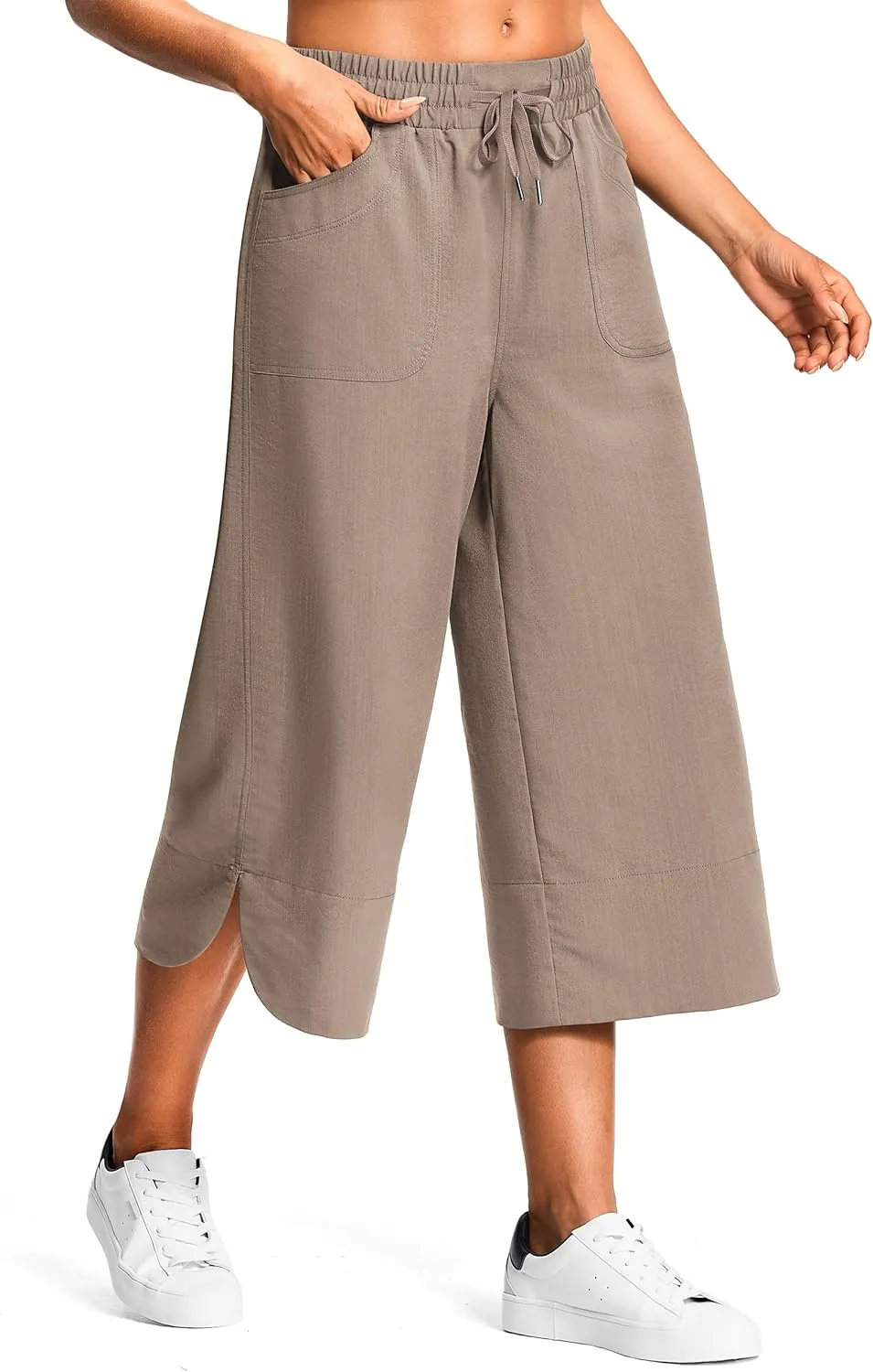 18" Capri Pants for Women Wide Leg Capris with Pockets for Women Lightweight Womens Capris for Summer Yoga Casual