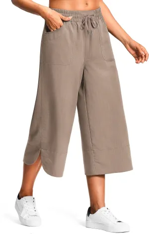 18" Capri Pants for Women Wide Leg Capris with Pockets for Women Lightweight Womens Capris for Summer Yoga Casual