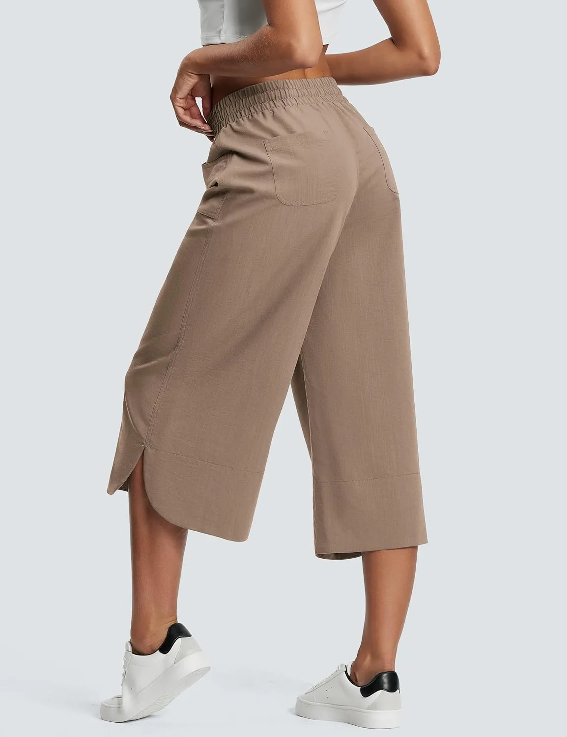 18" Capri Pants for Women Wide Leg Capris with Pockets for Women Lightweight Womens Capris for Summer Yoga Casual