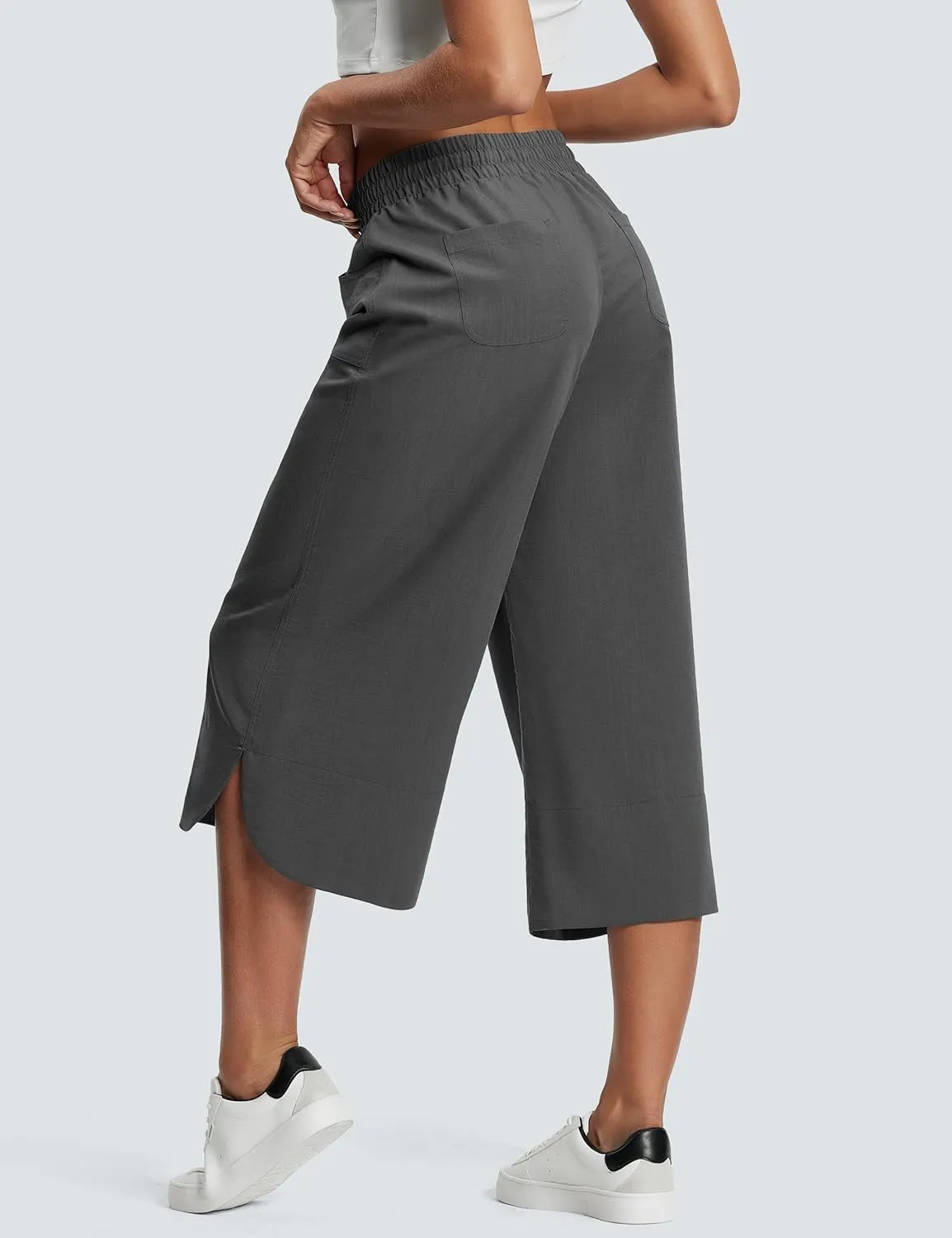 18" Capri Pants for Women Wide Leg Capris with Pockets for Women Lightweight Womens Capris for Summer Yoga Casual