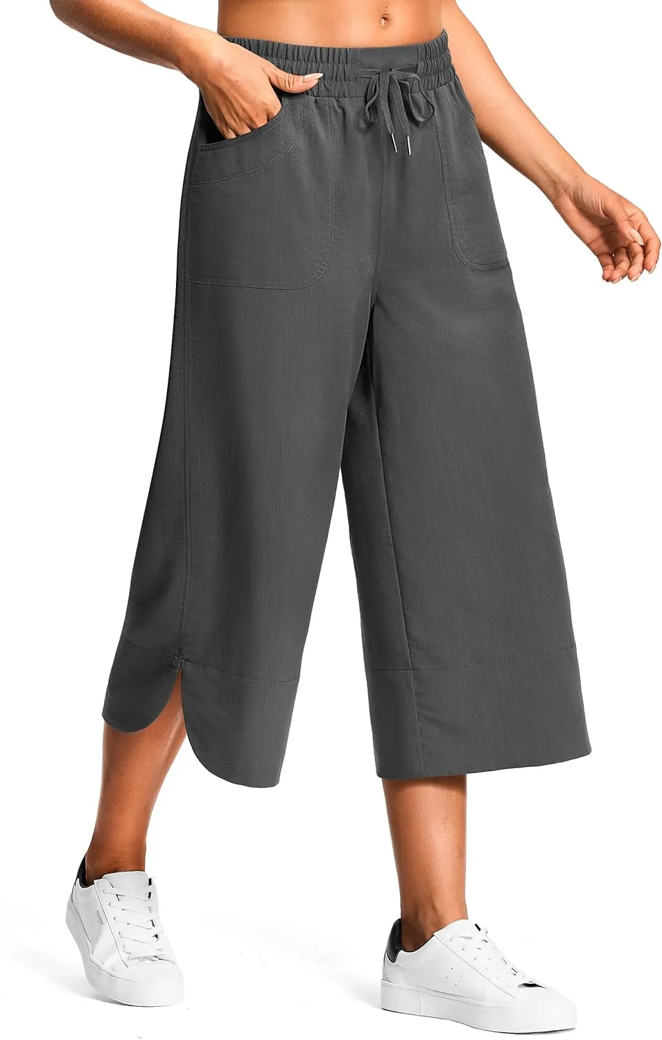 18" Capri Pants for Women Wide Leg Capris with Pockets for Women Lightweight Womens Capris for Summer Yoga Casual