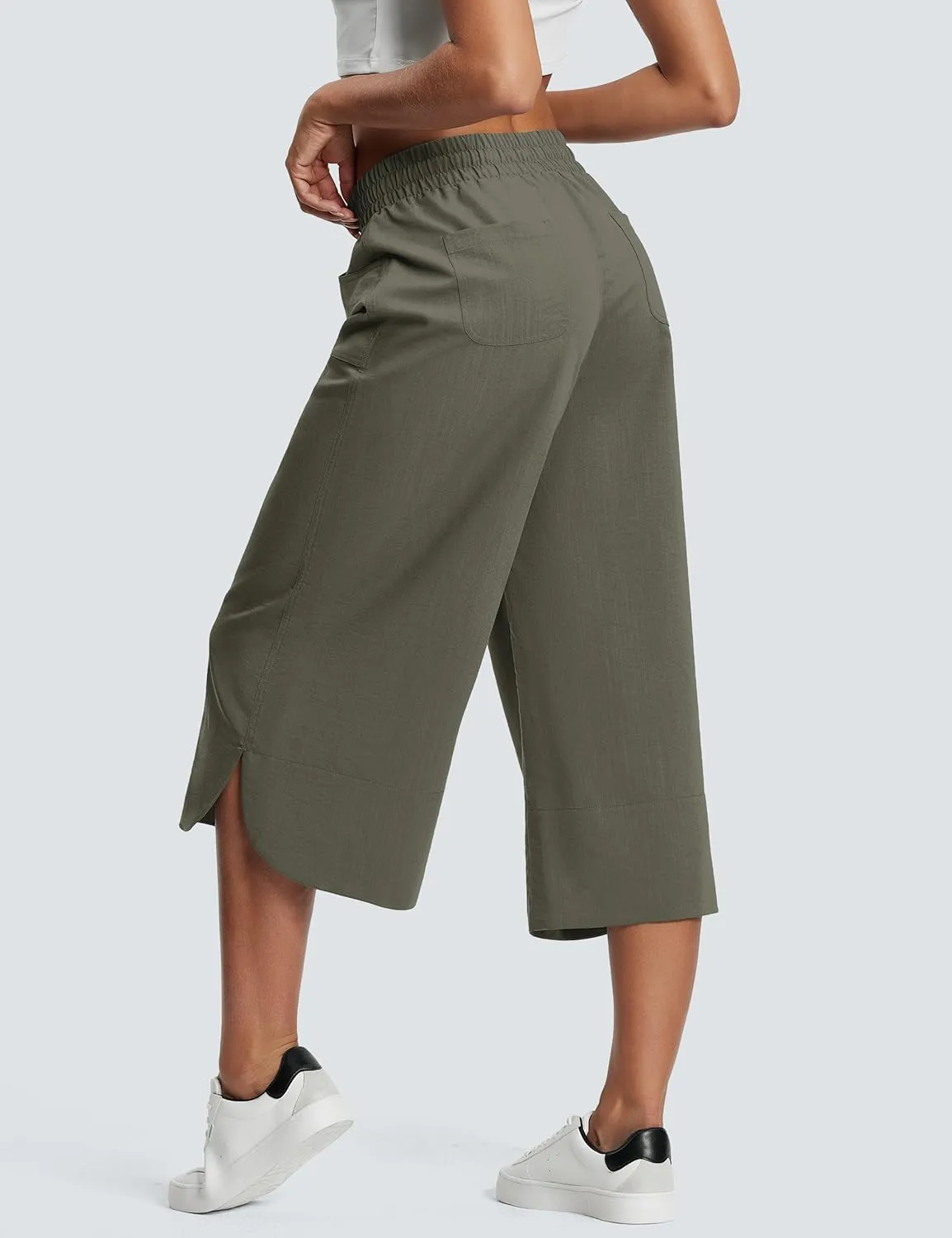 18" Capri Pants for Women Wide Leg Capris with Pockets for Women Lightweight Womens Capris for Summer Yoga Casual
