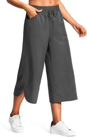 18" Capri Pants for Women Wide Leg Capris with Pockets for Women Lightweight Womens Capris for Summer Yoga Casual