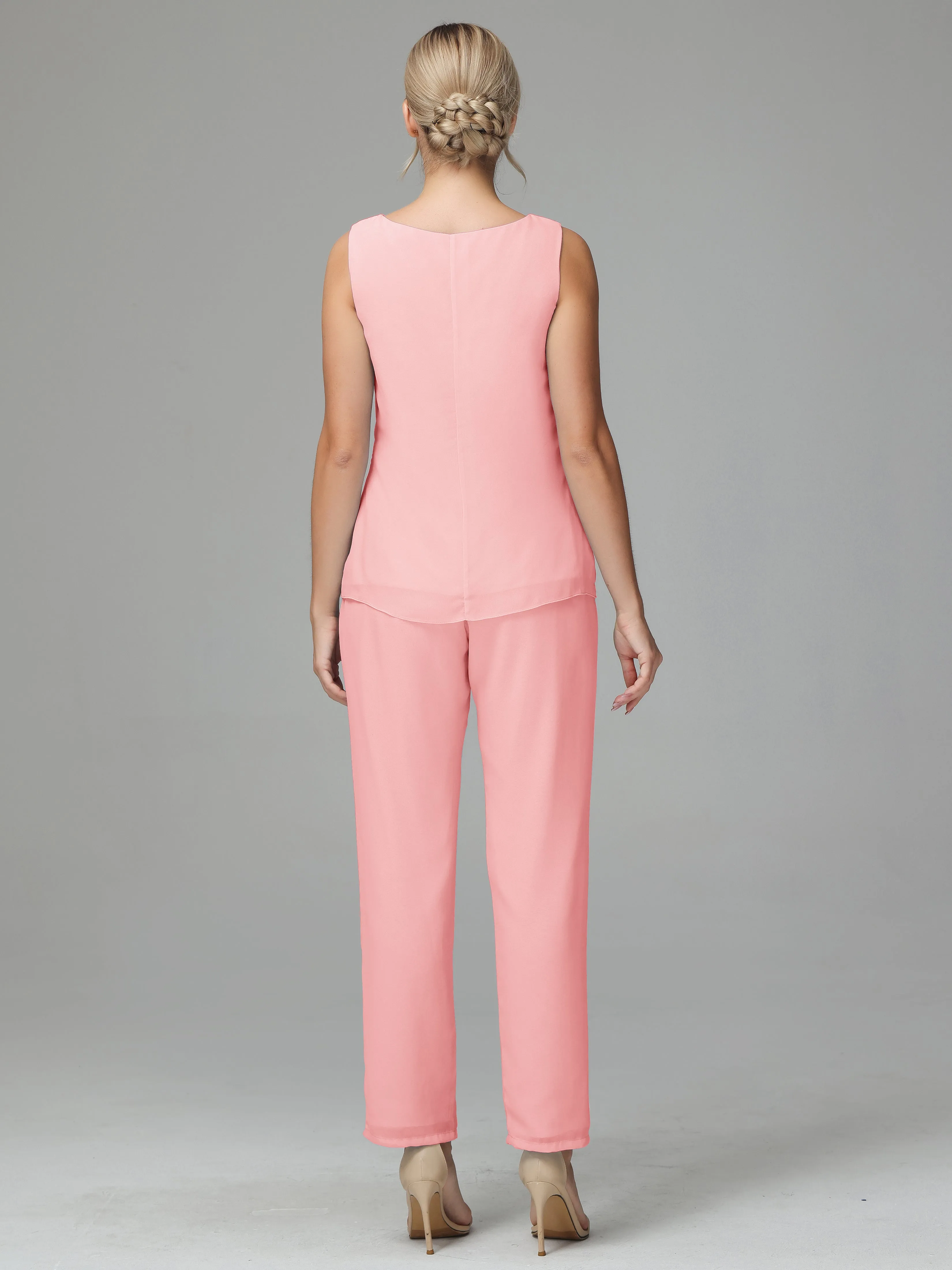 3 Pieces Chiffon Elegant Mother Of The Bride Dress Pants Suits