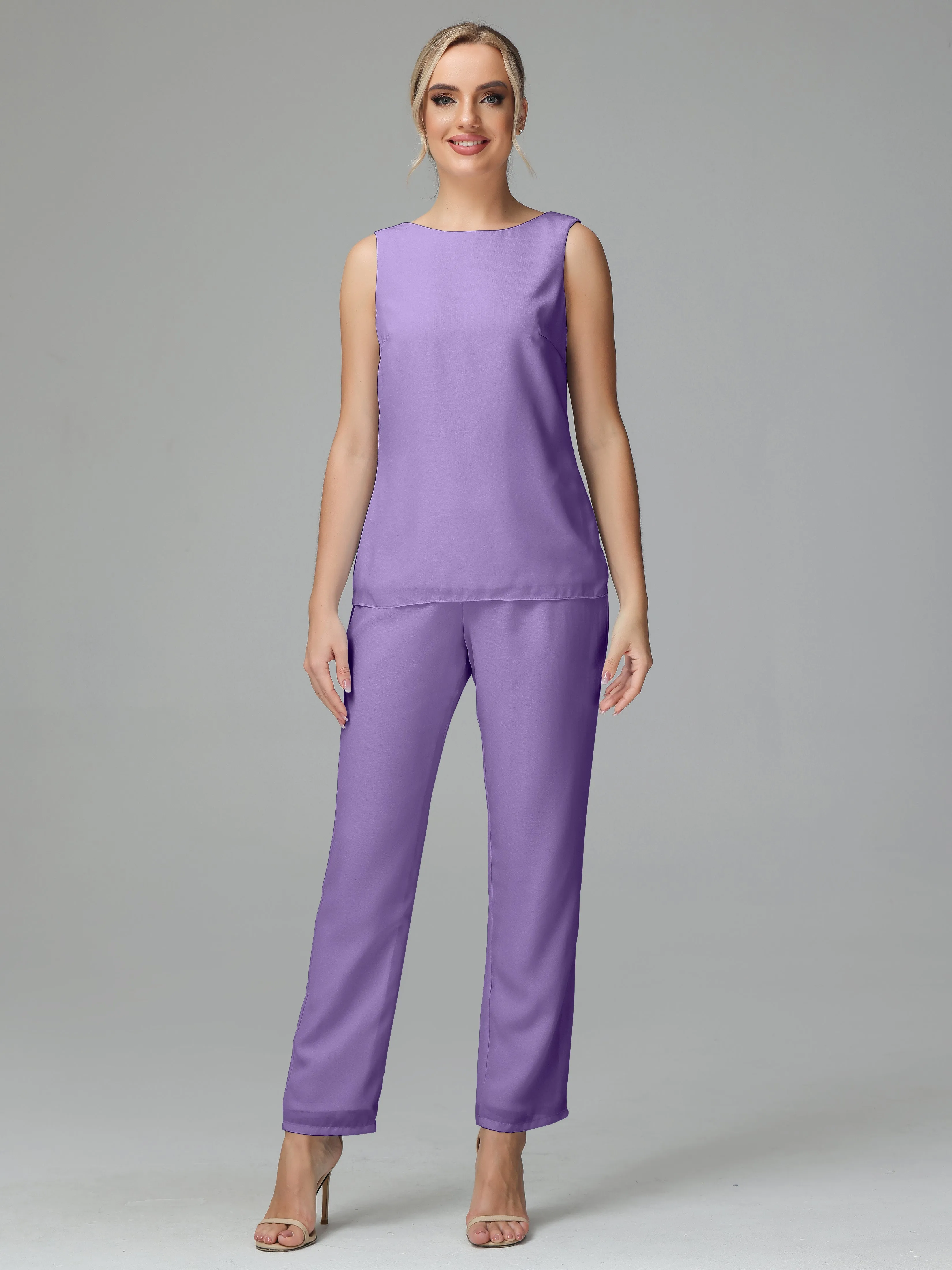 3 Pieces Chiffon Elegant Mother Of The Bride Dress Pants Suits