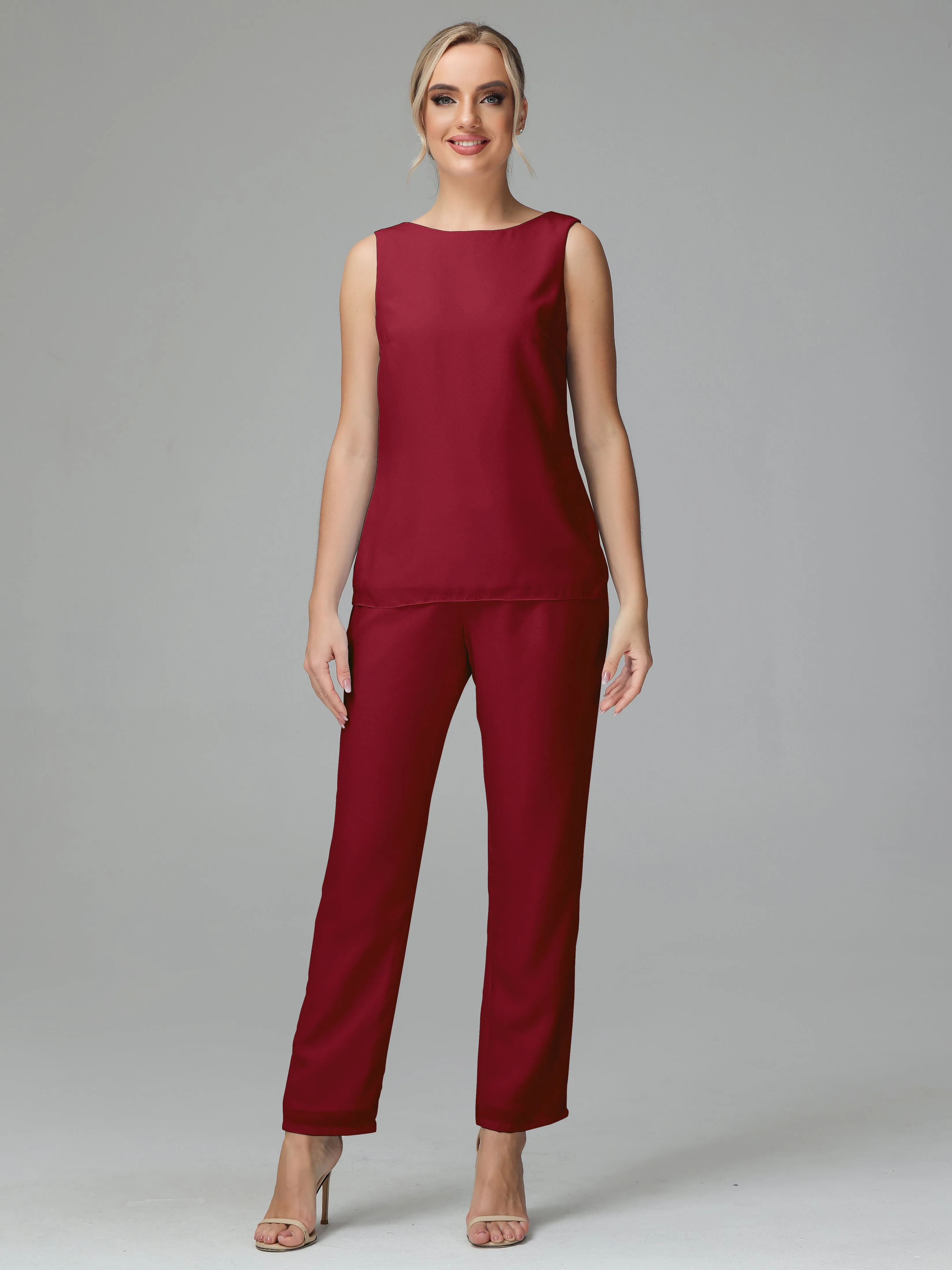 3 Pieces Chiffon Elegant Mother Of The Bride Dress Pants Suits