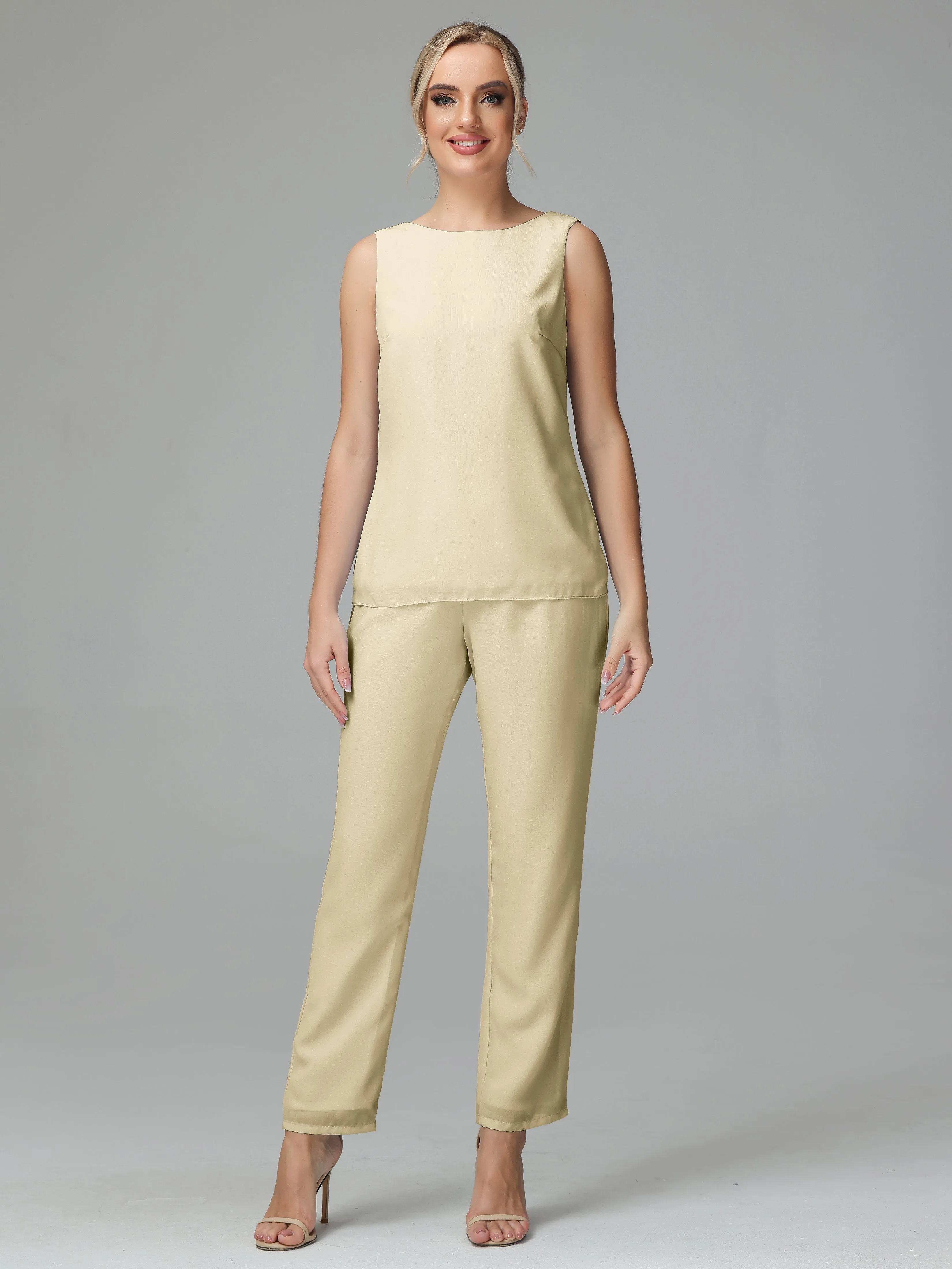 3 Pieces Chiffon Elegant Mother Of The Bride Dress Pants Suits