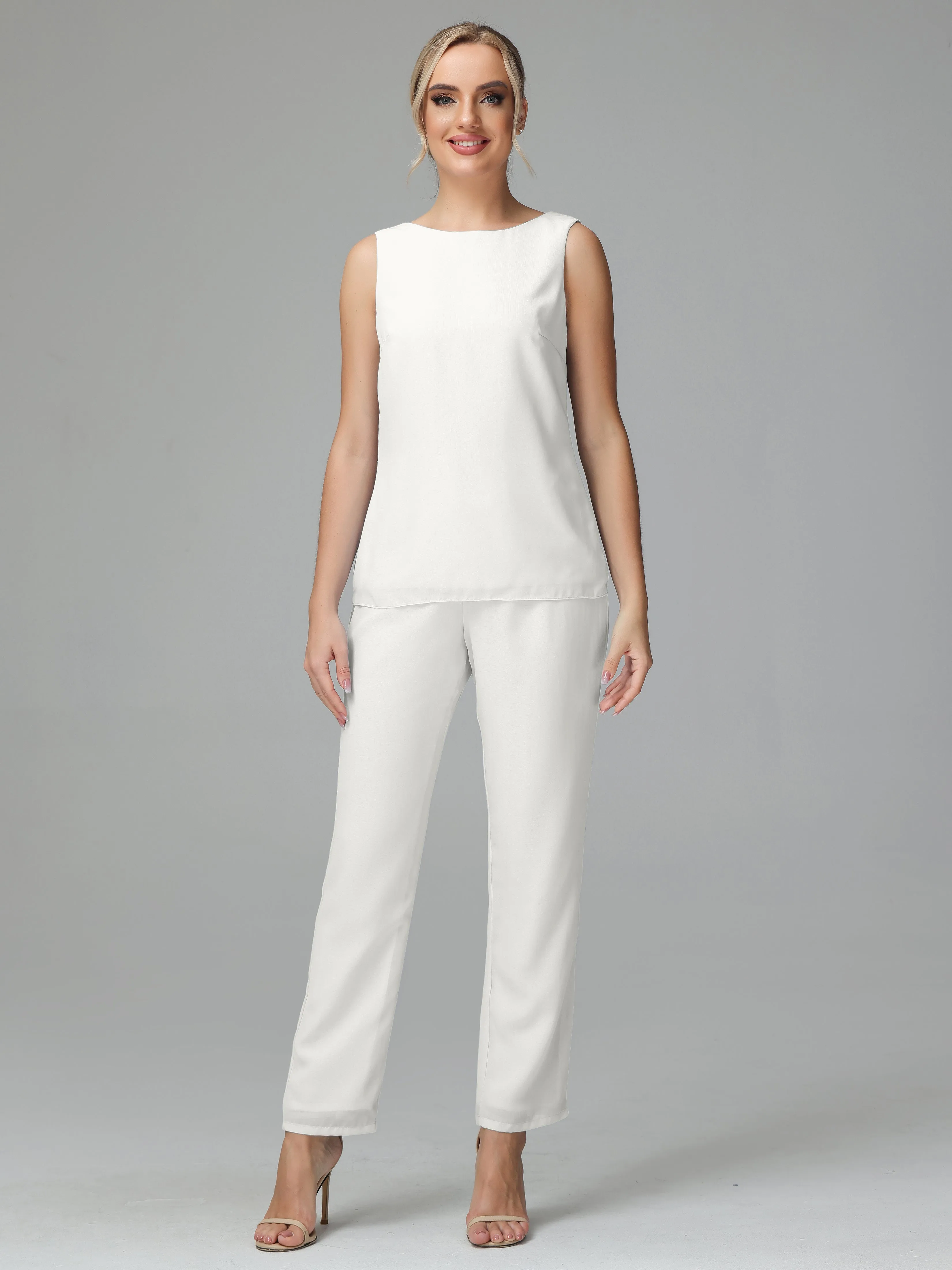 3 Pieces Chiffon Elegant Mother Of The Bride Dress Pants Suits
