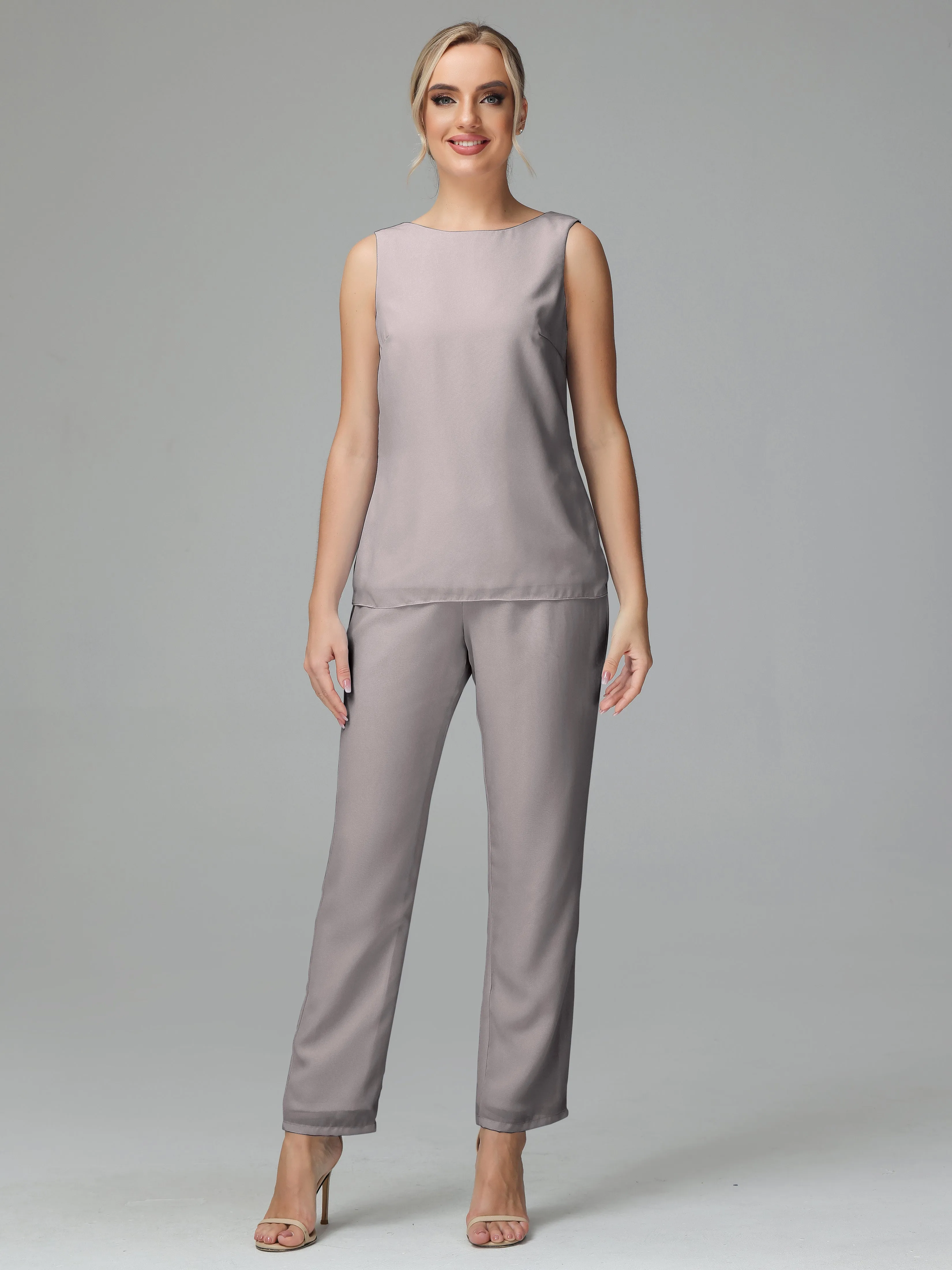 3 Pieces Chiffon Elegant Mother Of The Bride Dress Pants Suits
