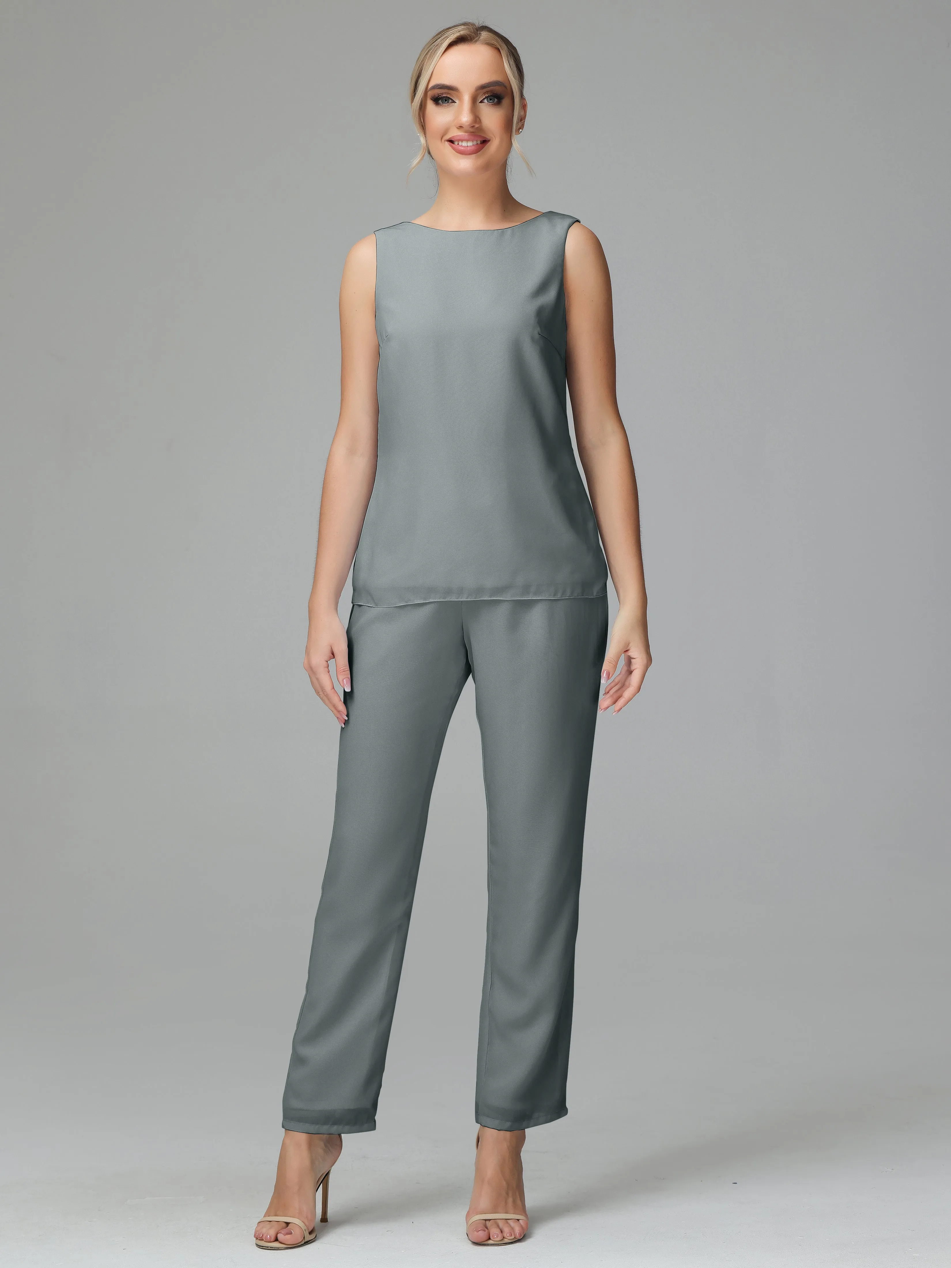 3 Pieces Chiffon Elegant Mother Of The Bride Dress Pants Suits