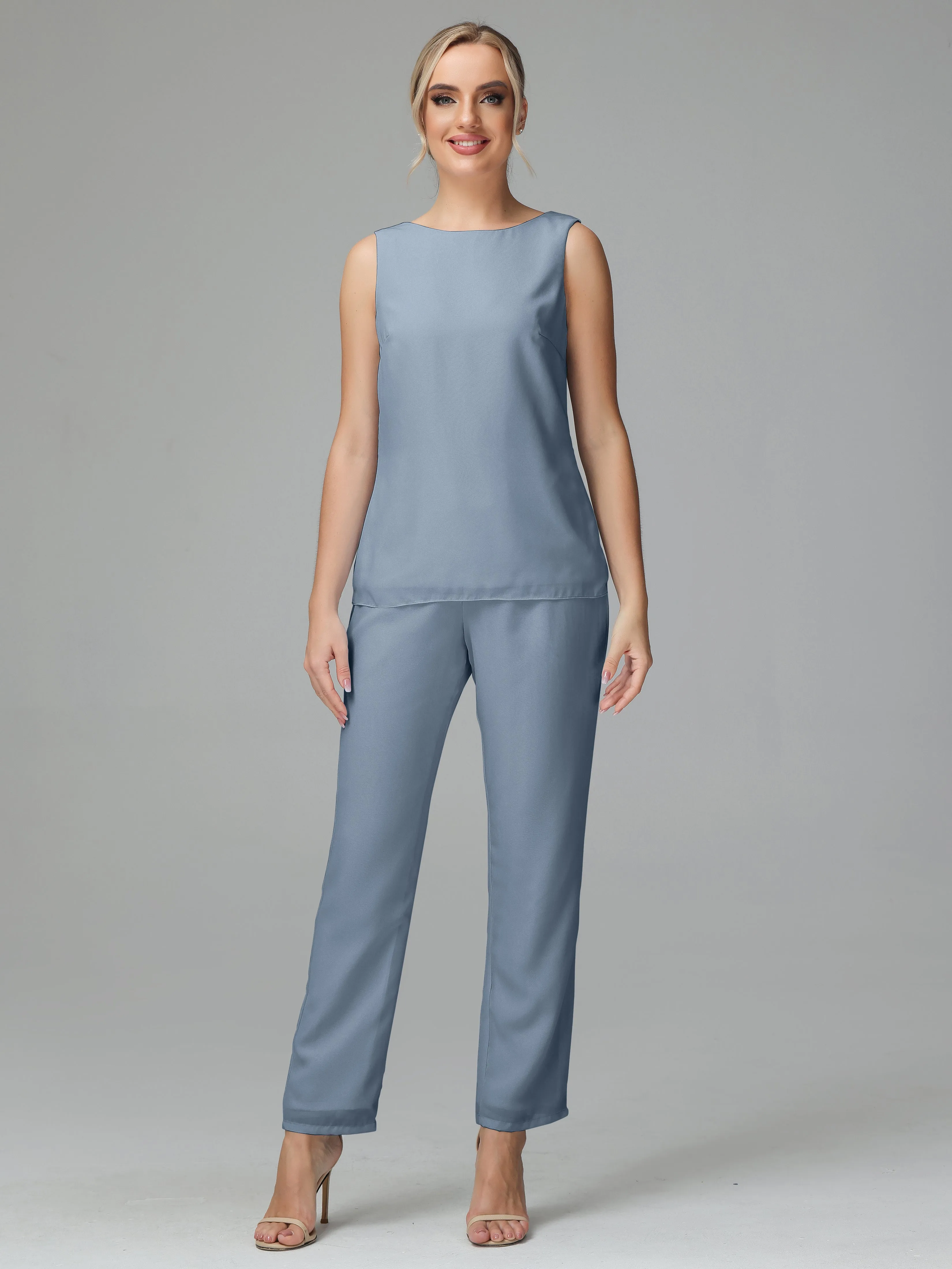 3 Pieces Chiffon Elegant Mother Of The Bride Dress Pants Suits