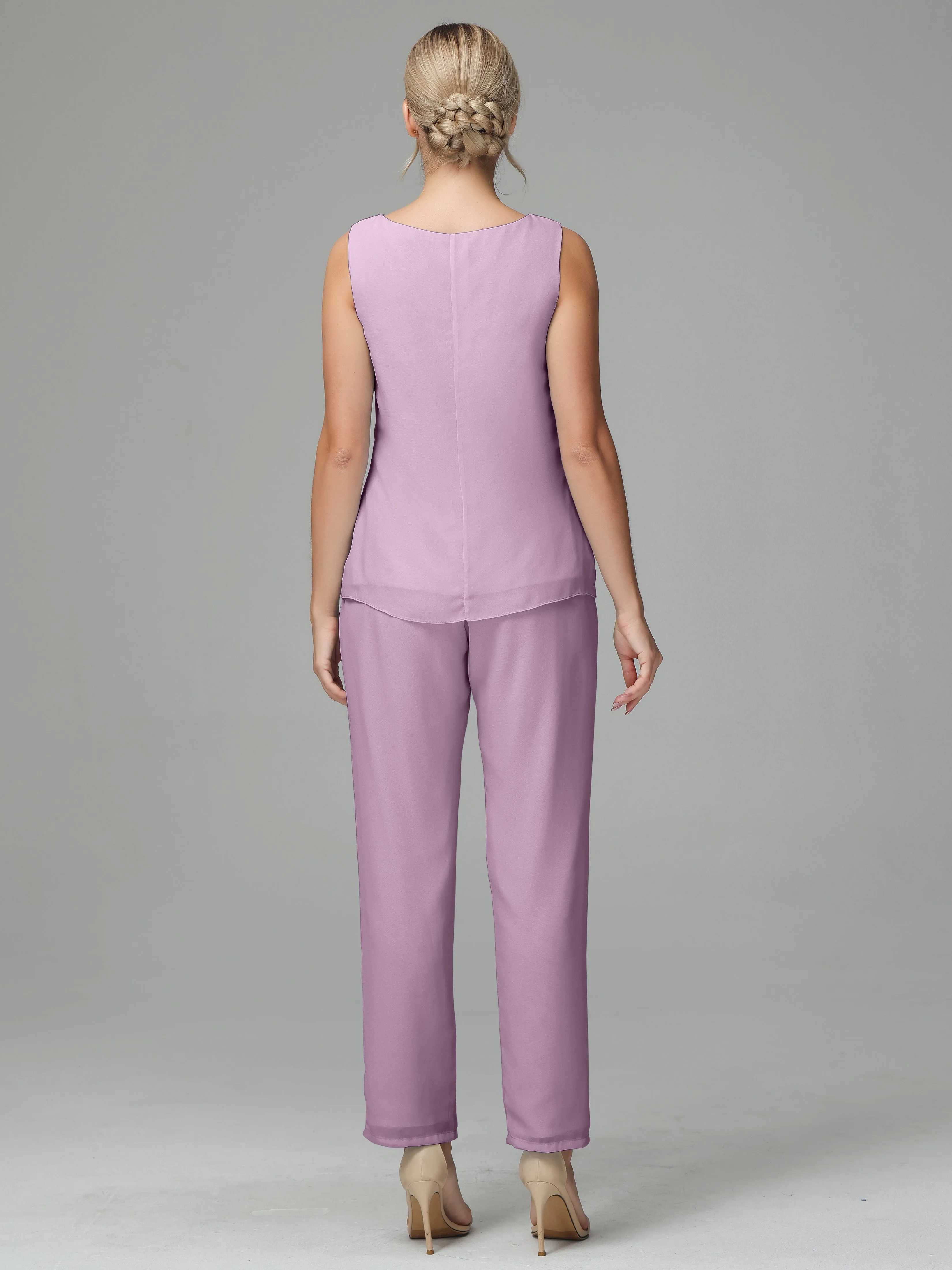 3 Pieces Chiffon Elegant Mother Of The Bride Dress Pants Suits