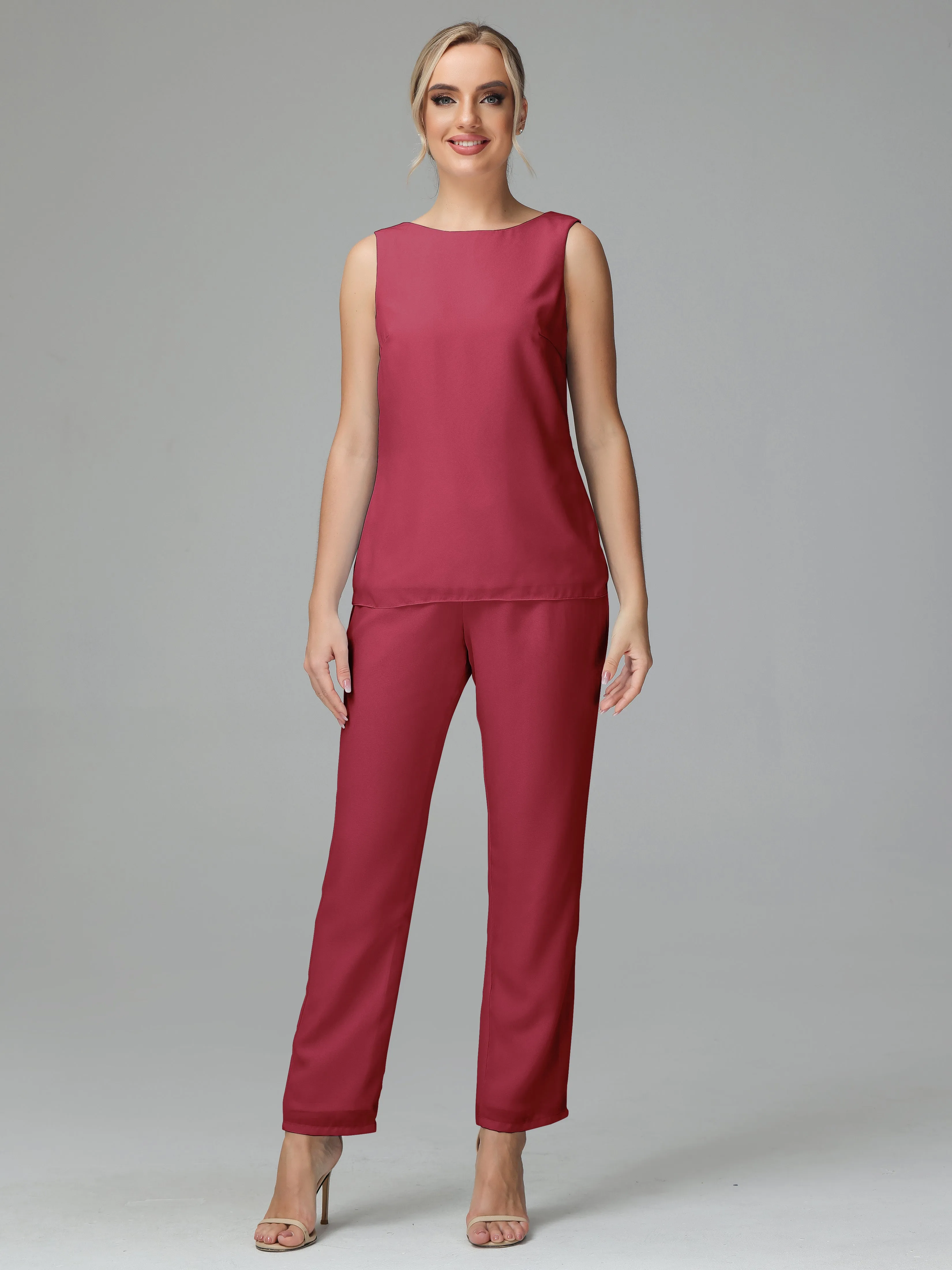 3 Pieces Chiffon Elegant Mother Of The Bride Dress Pants Suits