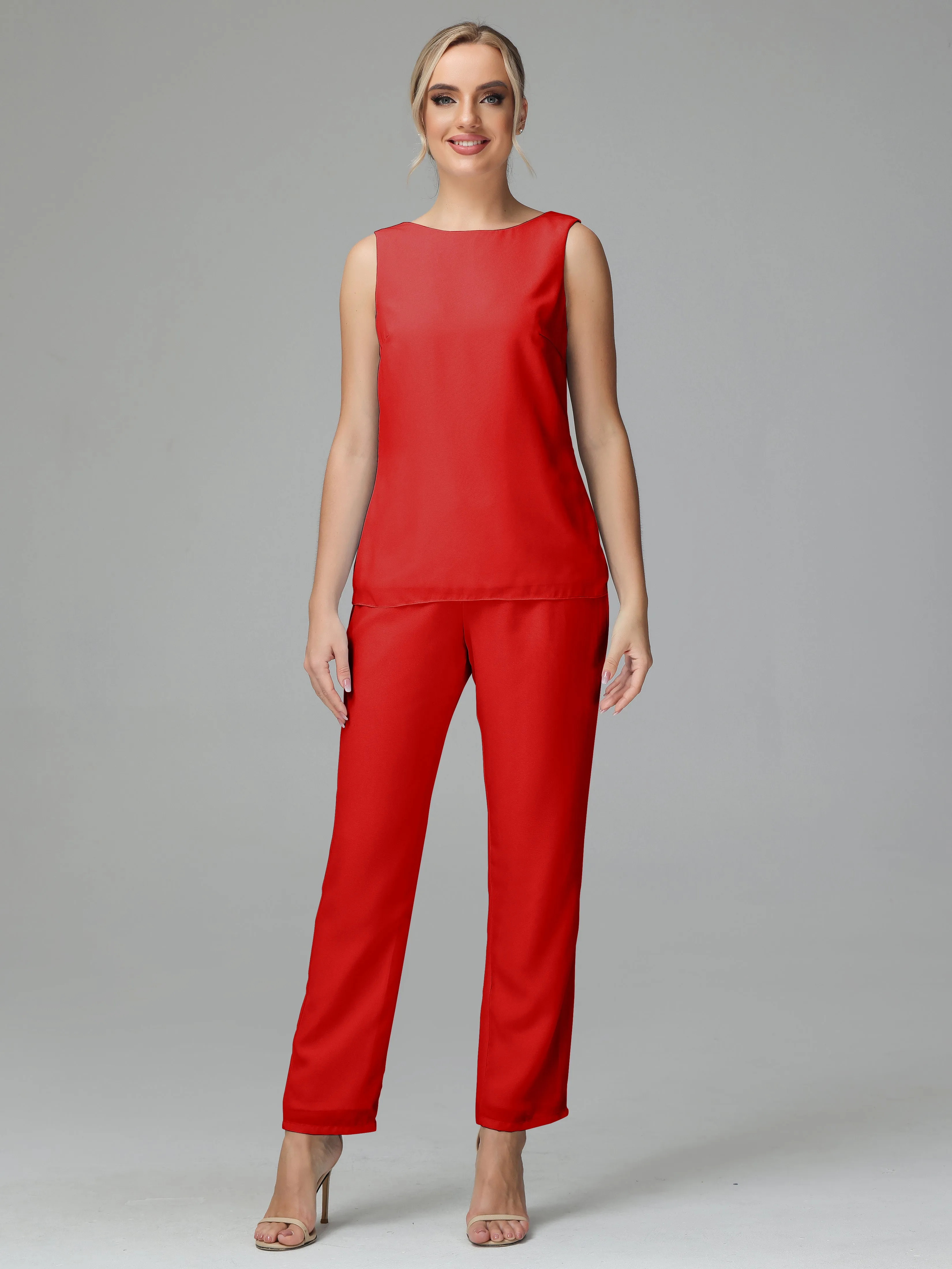 3 Pieces Chiffon Elegant Mother Of The Bride Dress Pants Suits