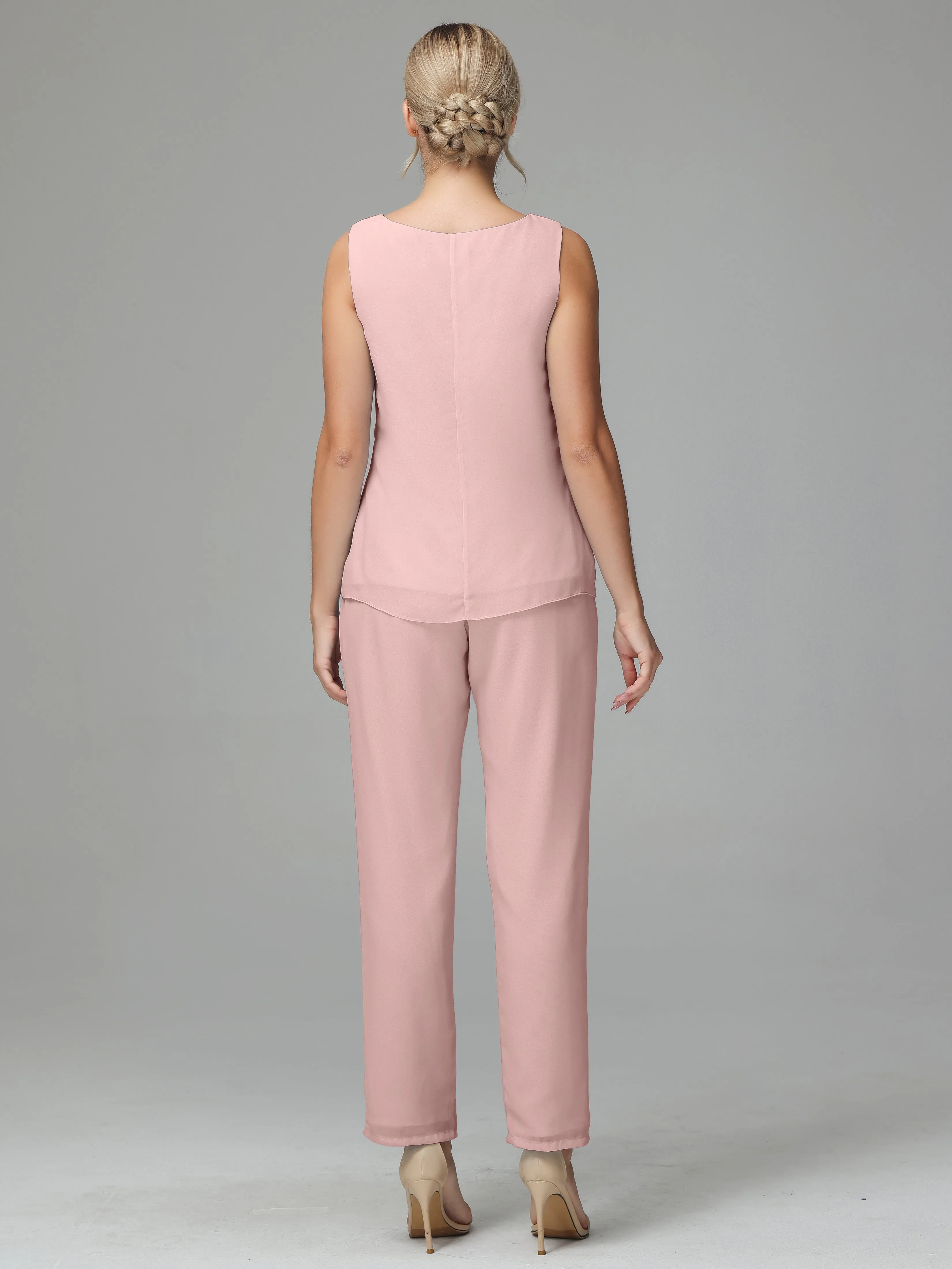 3 Pieces Chiffon Elegant Mother Of The Bride Dress Pants Suits