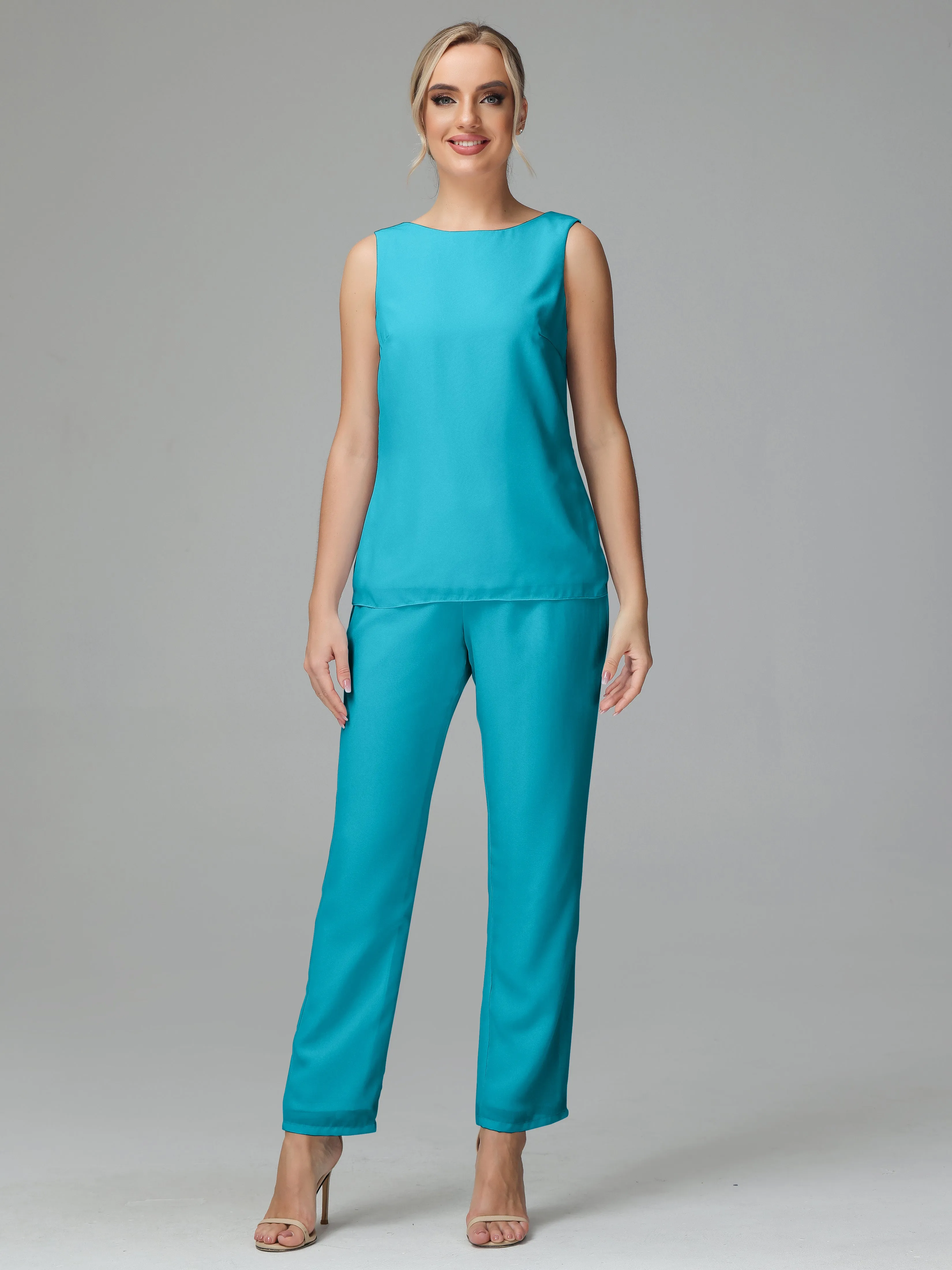 3 Pieces Chiffon Elegant Mother Of The Bride Dress Pants Suits