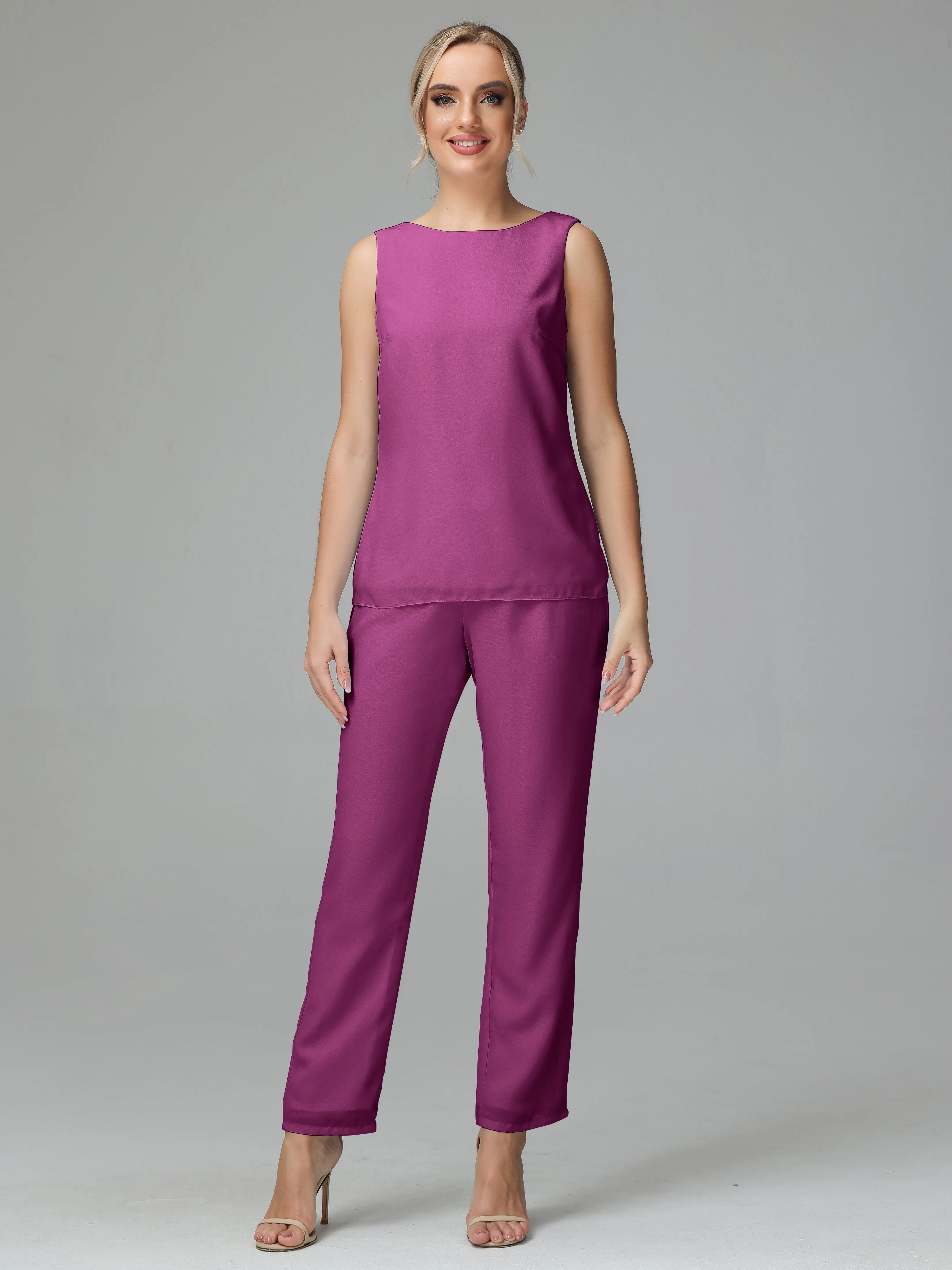 3 Pieces Chiffon Elegant Mother Of The Bride Dress Pants Suits