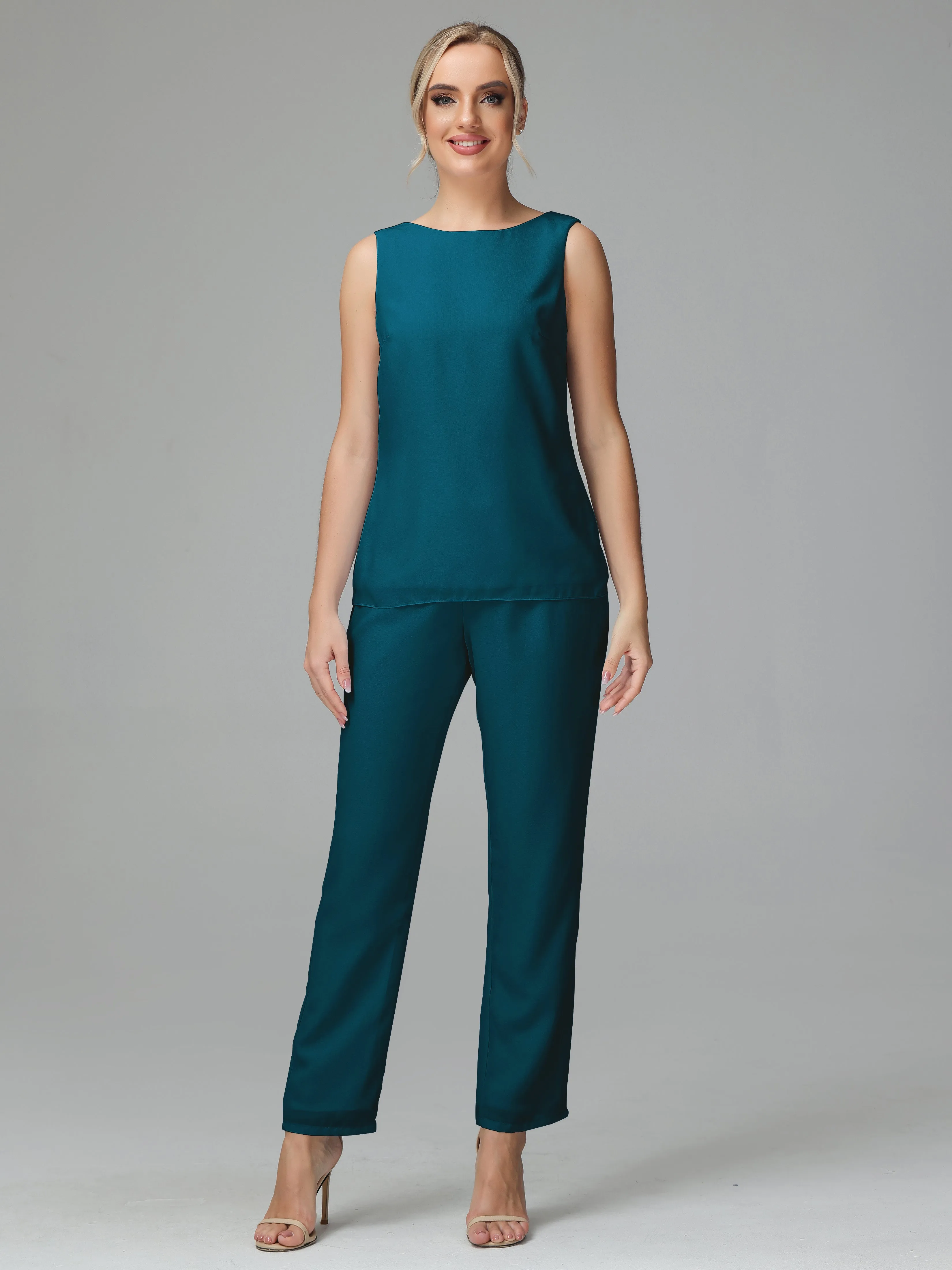 3 Pieces Chiffon Elegant Mother Of The Bride Dress Pants Suits