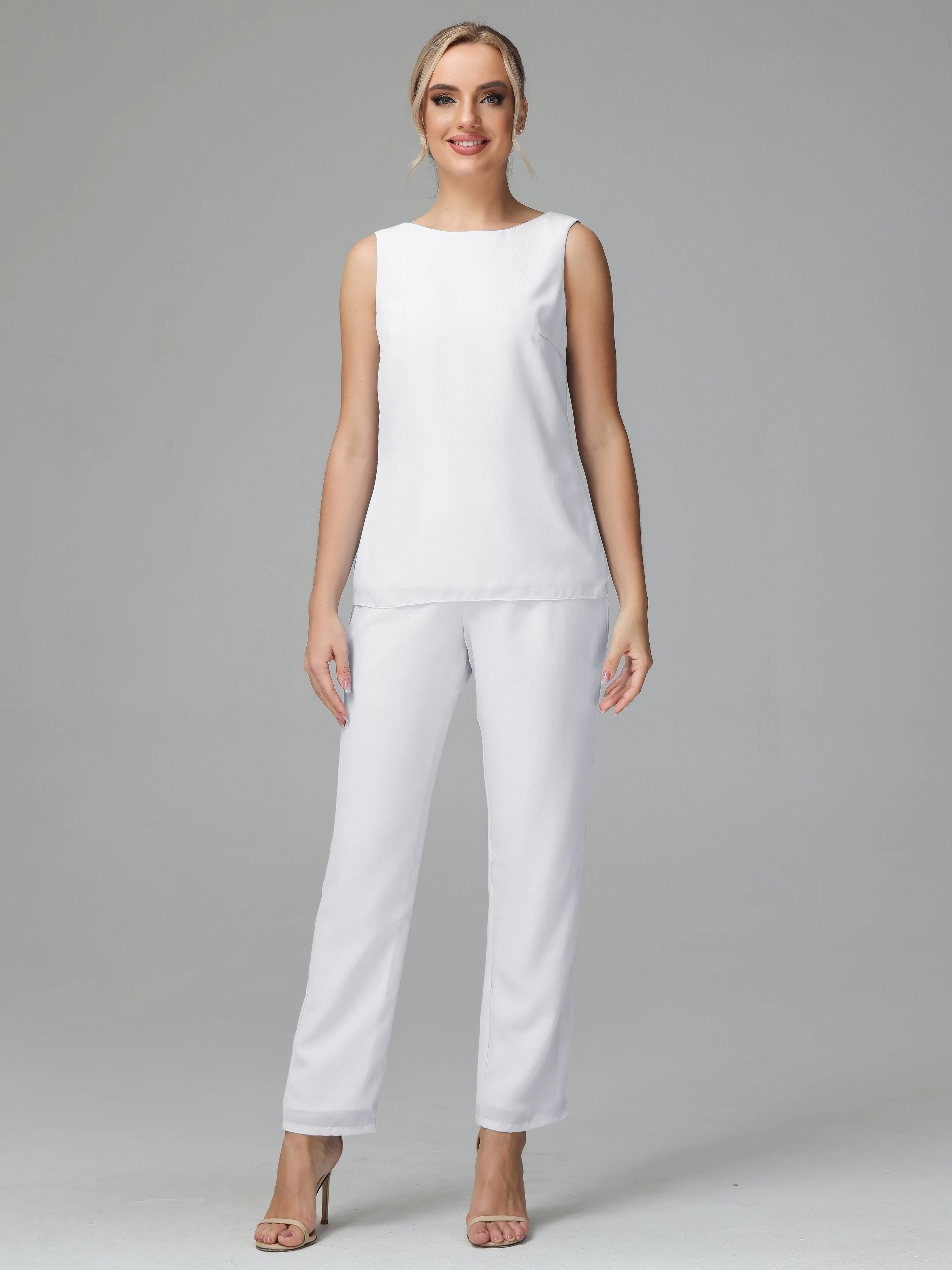 3 Pieces Chiffon Elegant Mother Of The Bride Dress Pants Suits