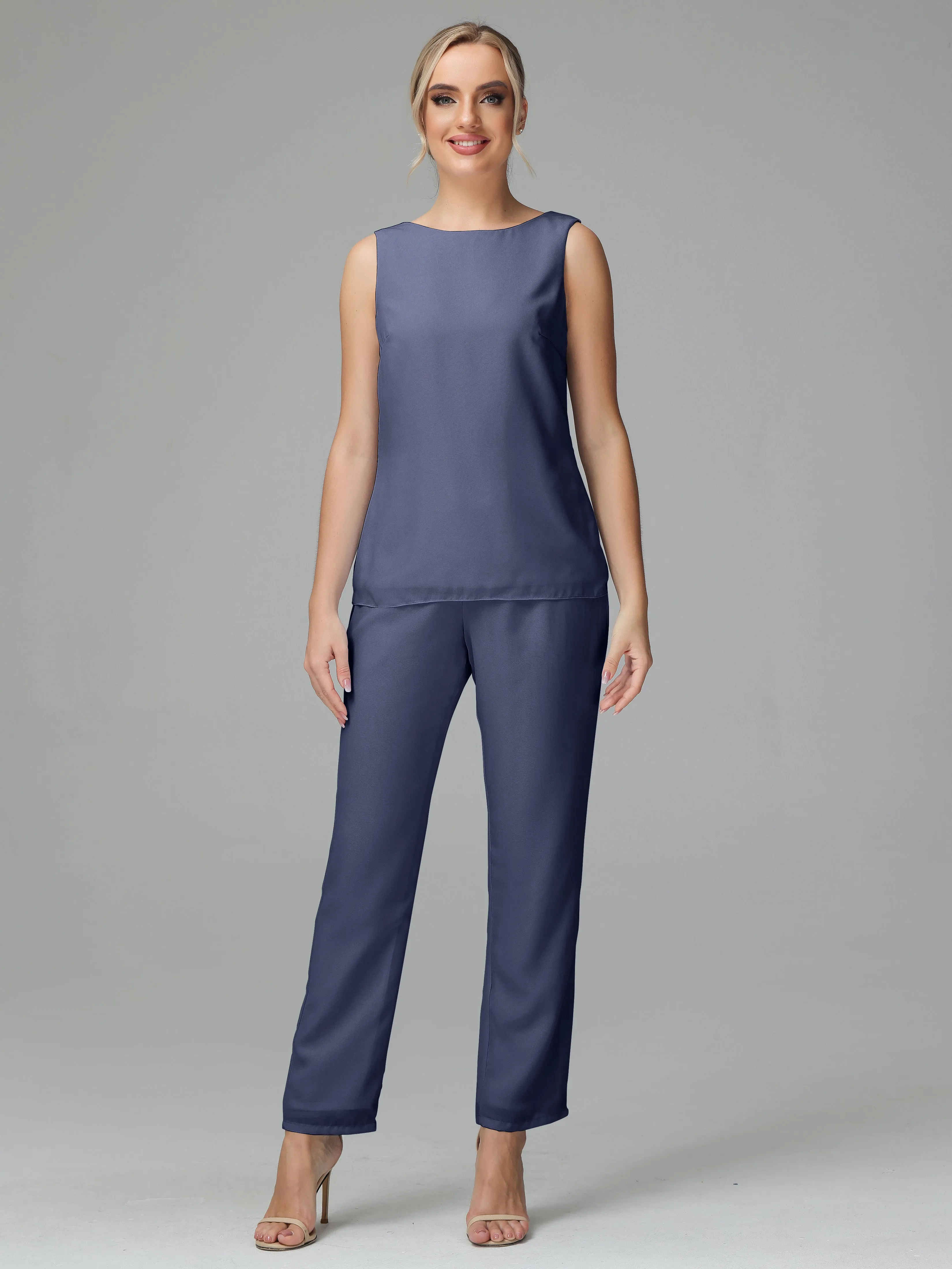 3 Pieces Chiffon Elegant Mother Of The Bride Dress Pants Suits