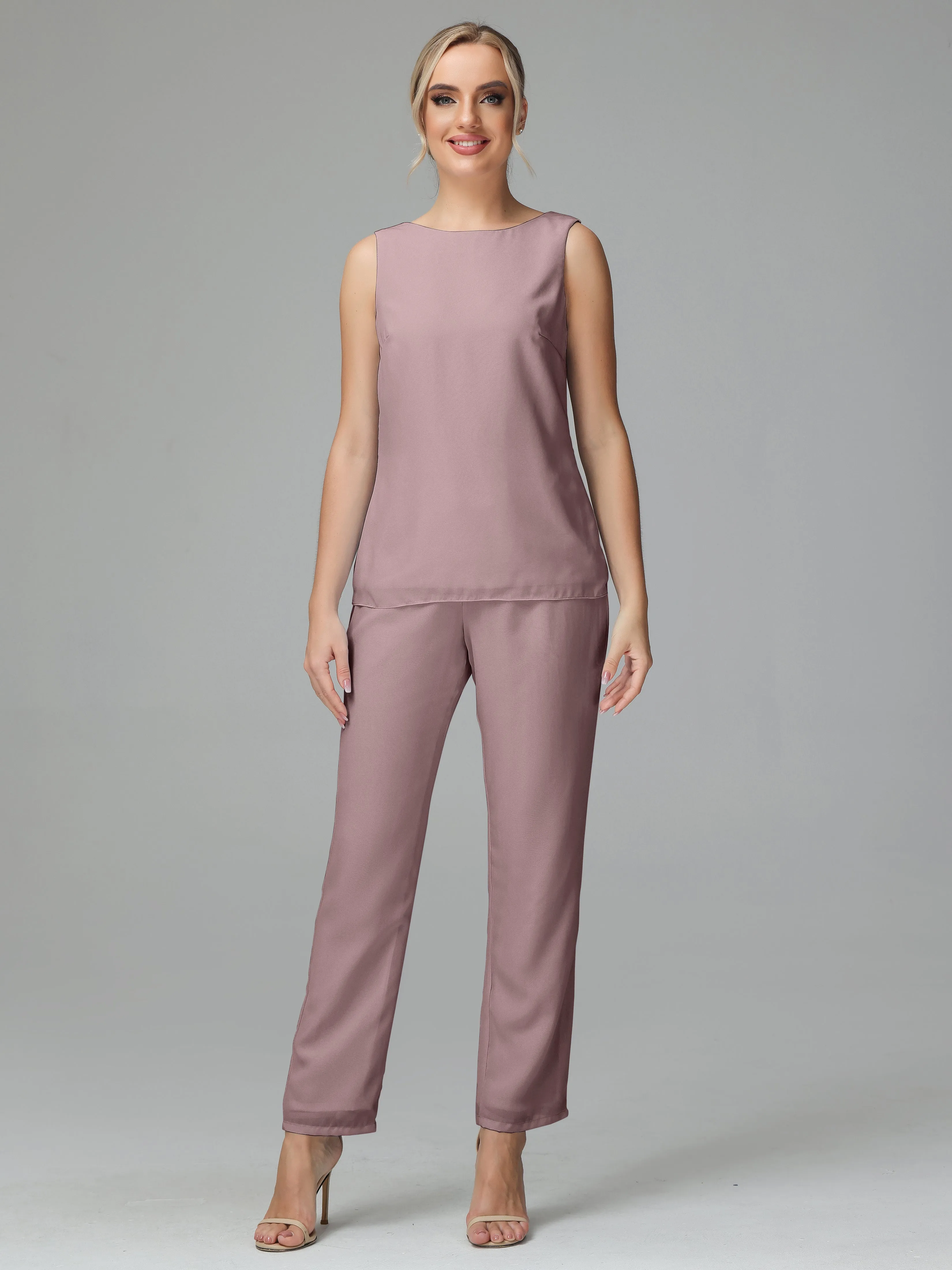 3 Pieces Chiffon Elegant Mother Of The Bride Dress Pants Suits