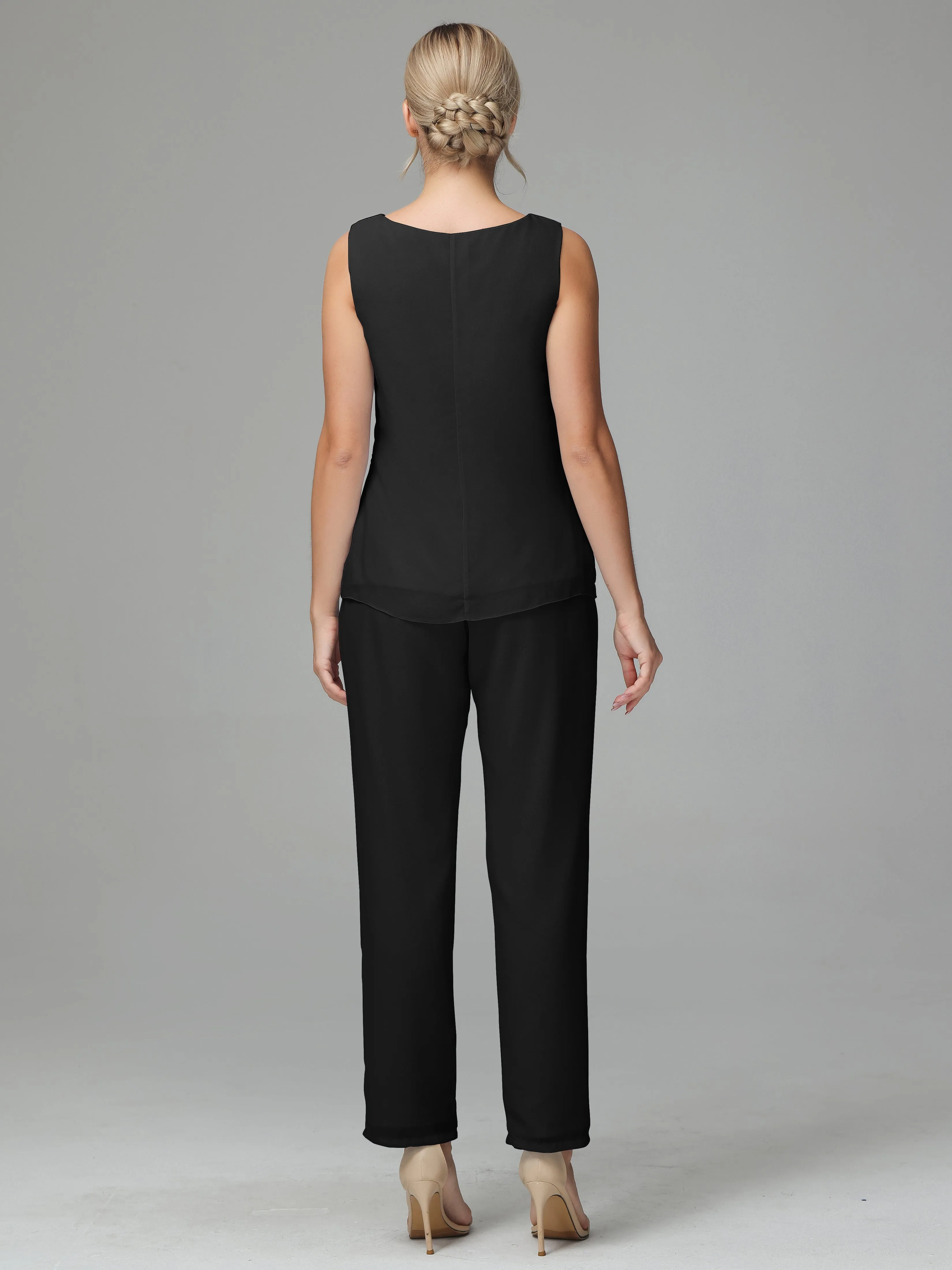3 Pieces Chiffon Elegant Mother Of The Bride Dress Pants Suits