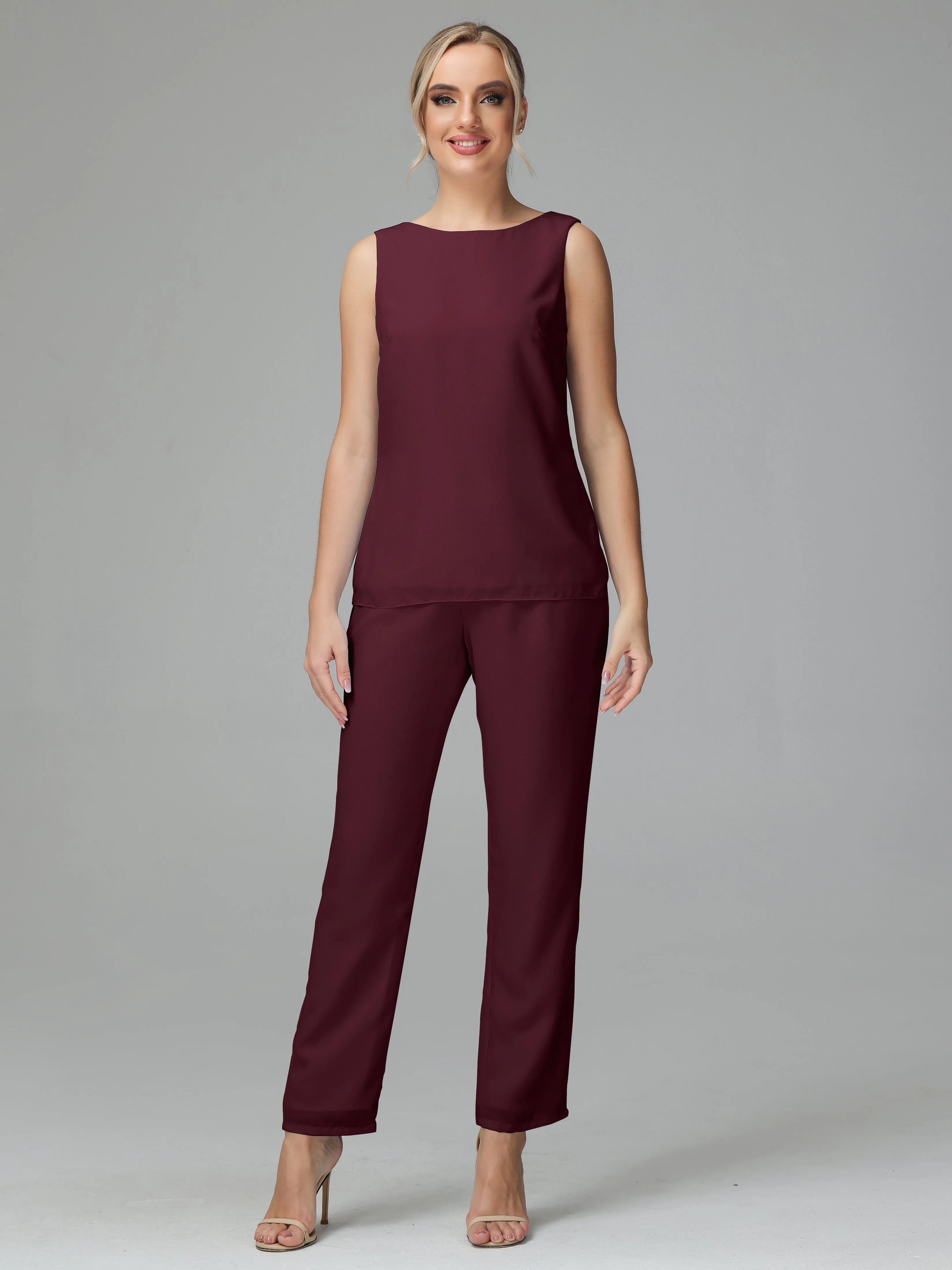 3 Pieces Chiffon Elegant Mother Of The Bride Dress Pants Suits