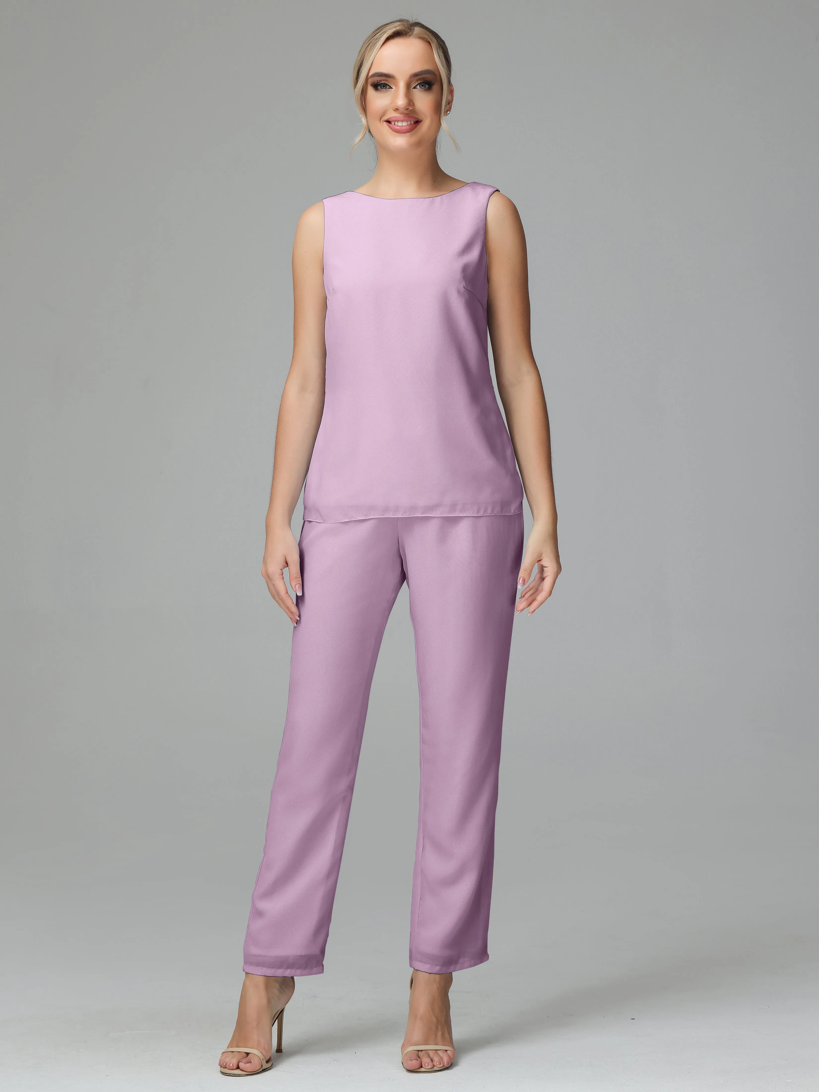3 Pieces Chiffon Elegant Mother Of The Bride Dress Pants Suits