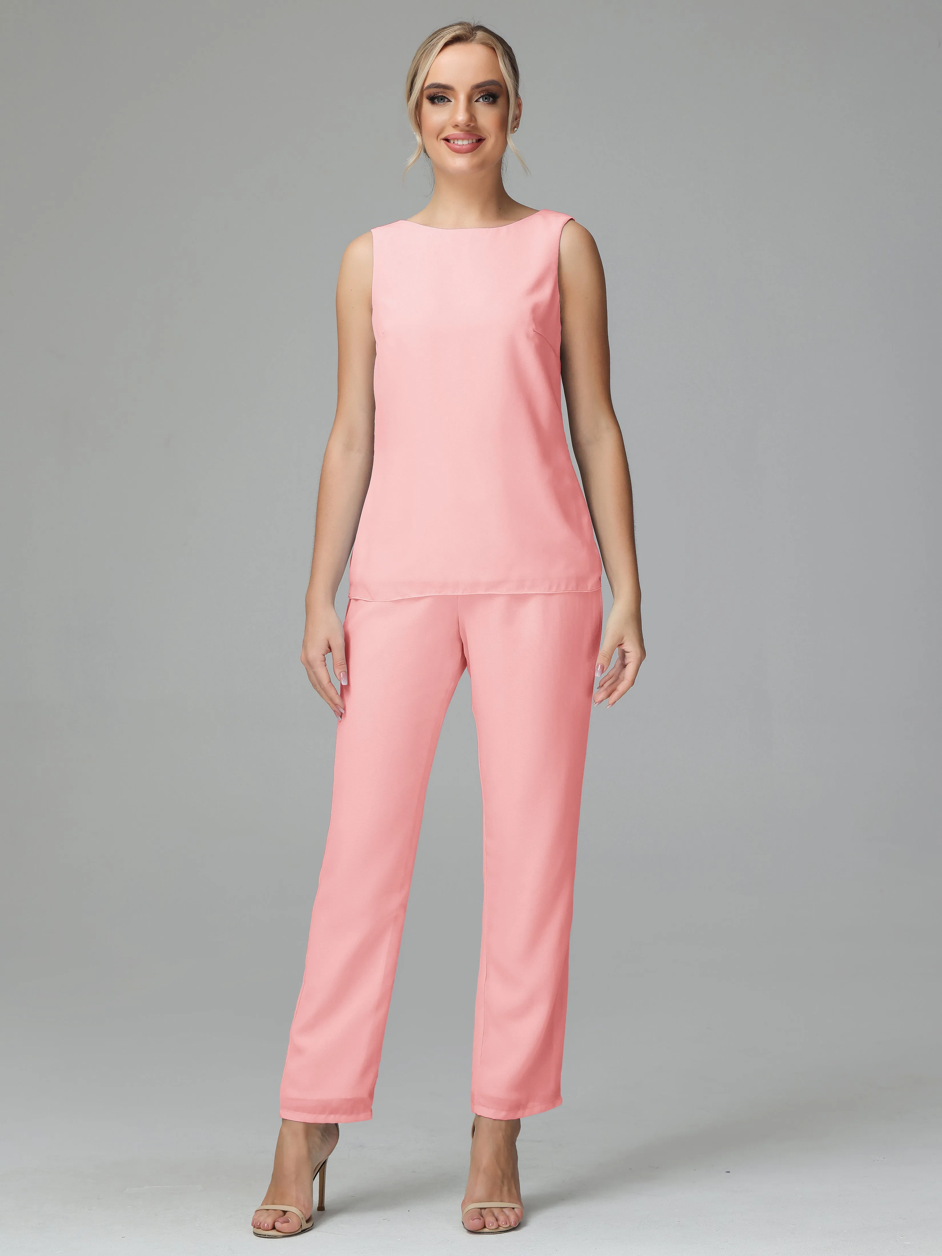 3 Pieces Chiffon Elegant Mother Of The Bride Dress Pants Suits