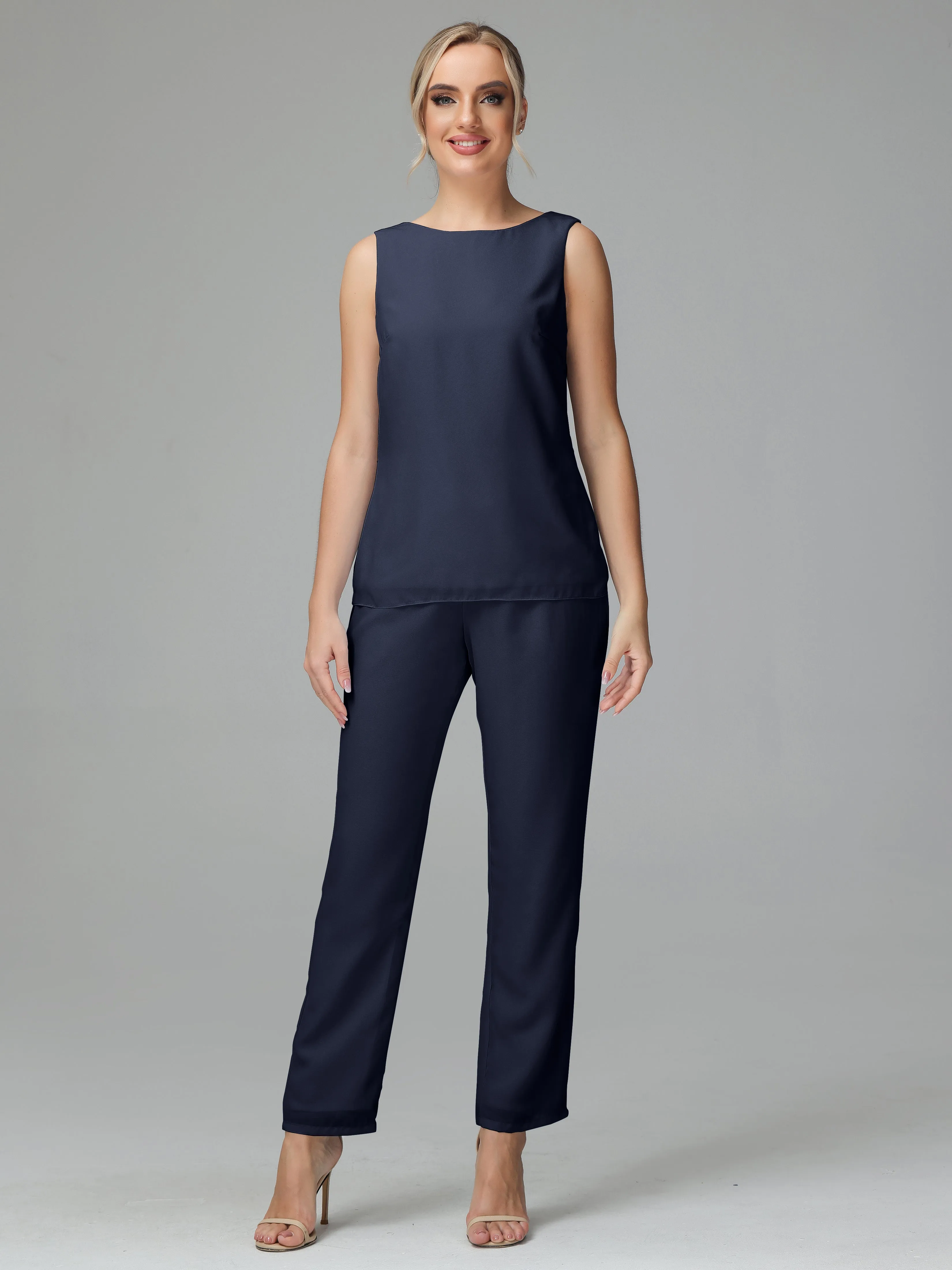 3 Pieces Chiffon Elegant Mother Of The Bride Dress Pants Suits