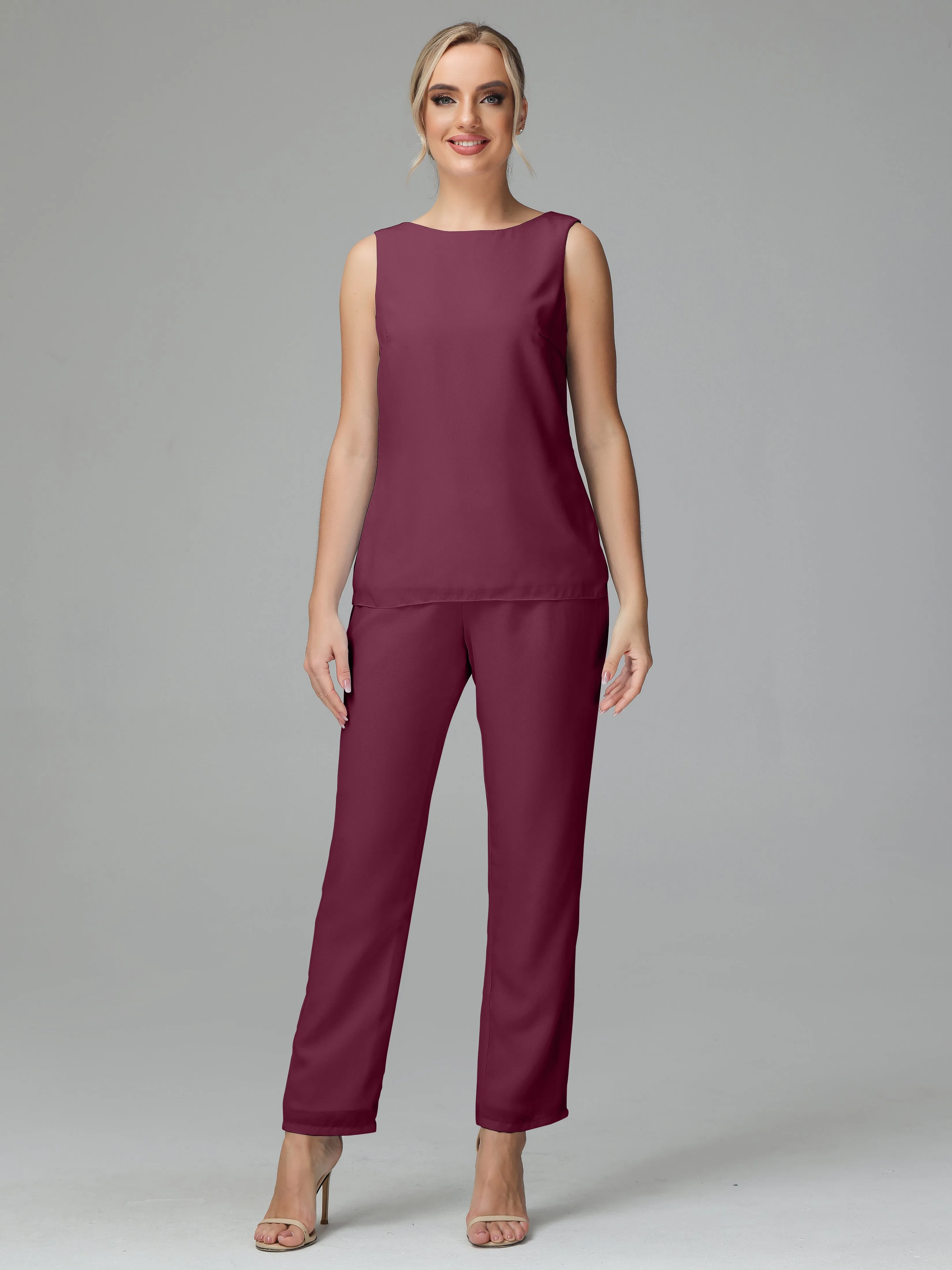 3 Pieces Chiffon Elegant Mother Of The Bride Dress Pants Suits