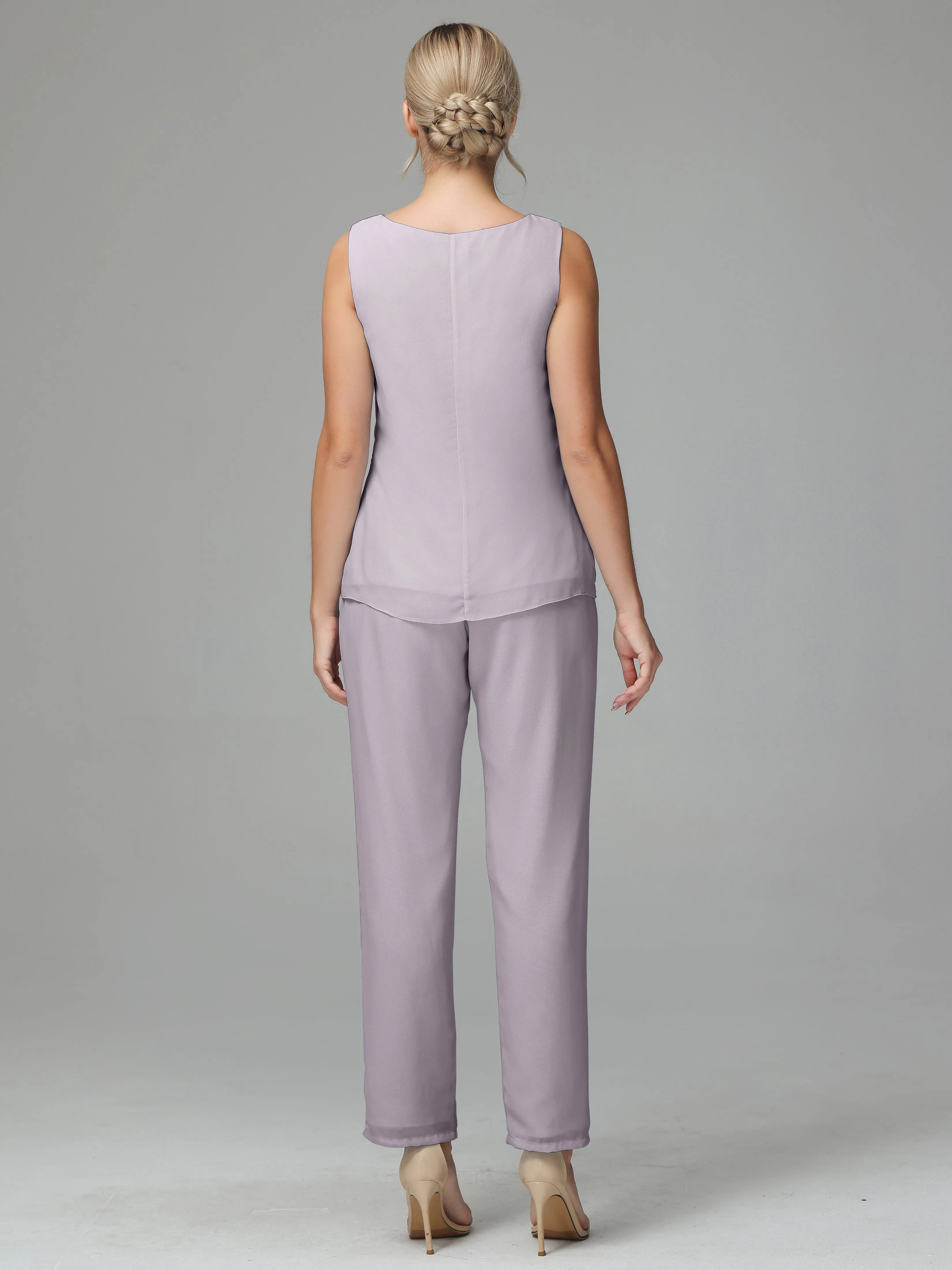 3 Pieces Chiffon Elegant Mother Of The Bride Dress Pants Suits