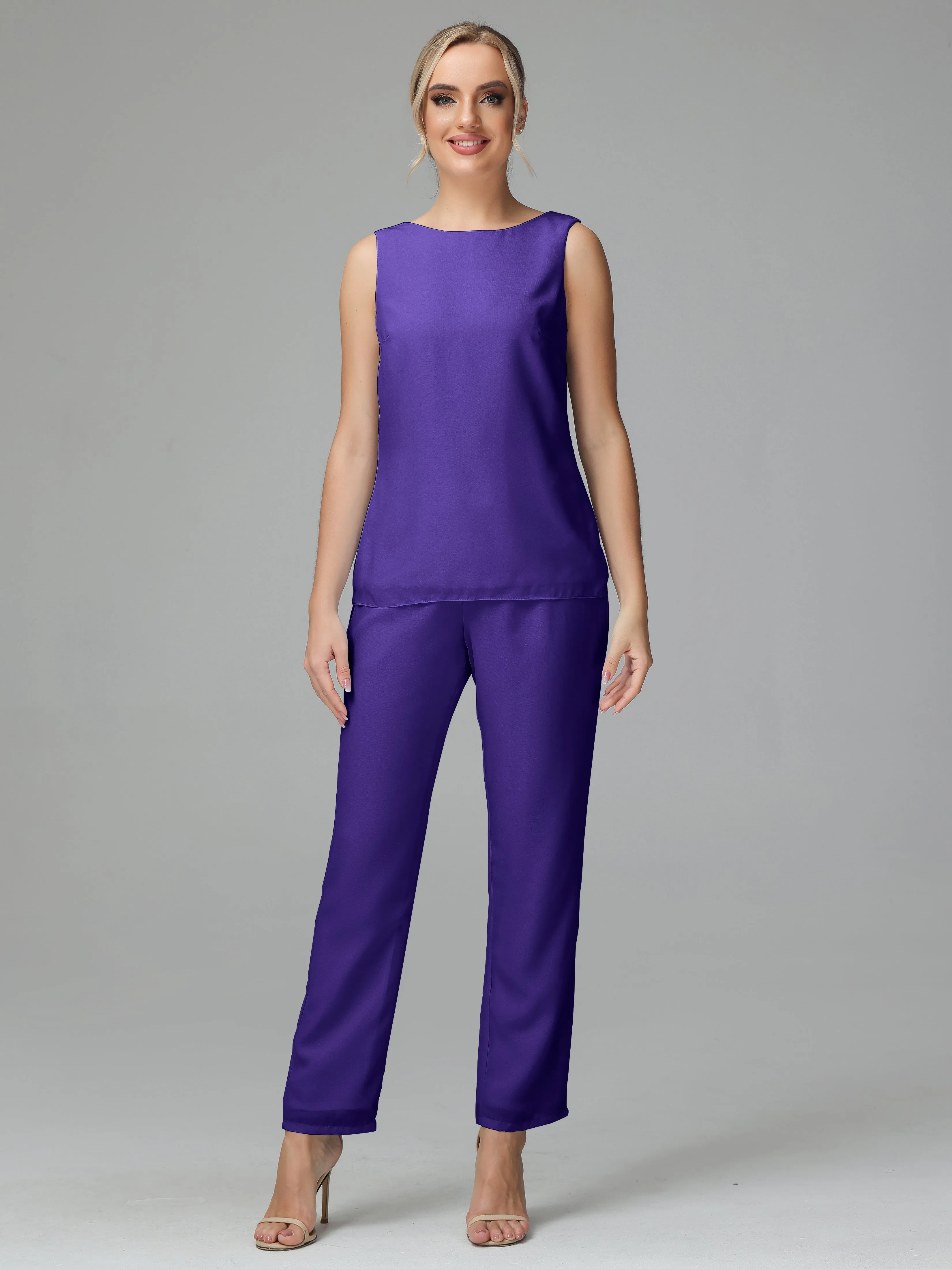 3 Pieces Chiffon Elegant Mother Of The Bride Dress Pants Suits