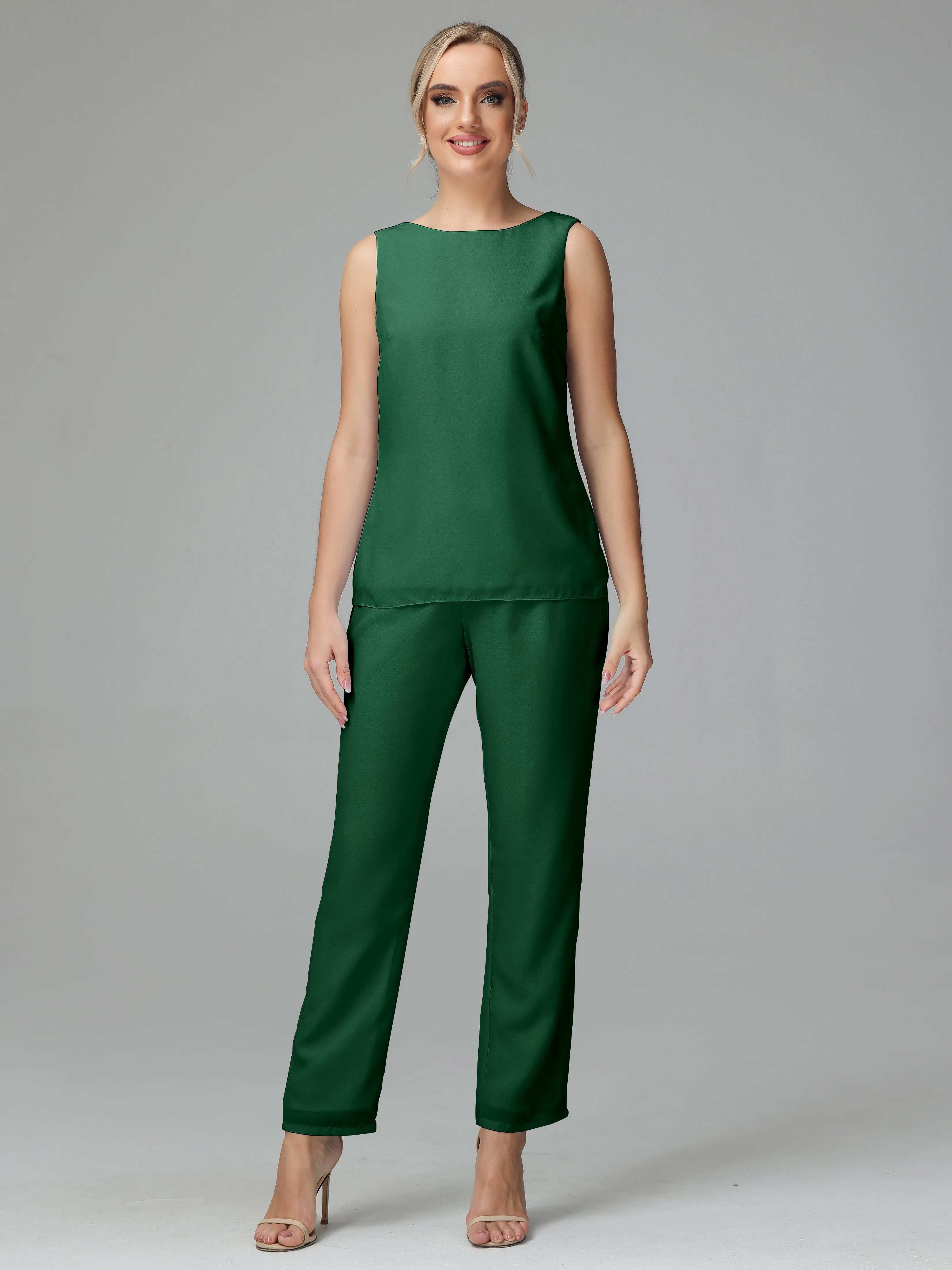 3 Pieces Chiffon Elegant Mother Of The Bride Dress Pants Suits