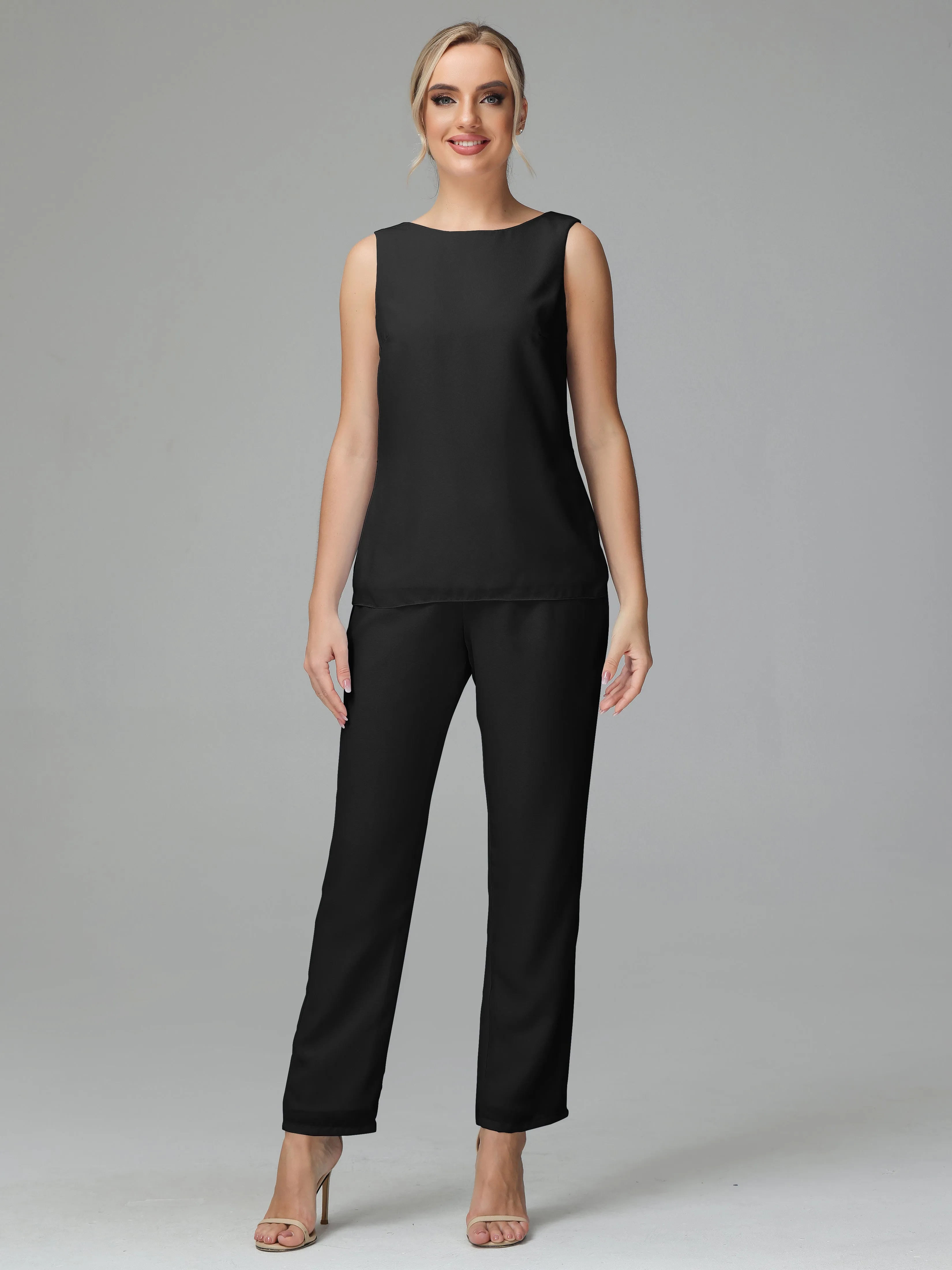 3 Pieces Chiffon Elegant Mother Of The Bride Dress Pants Suits