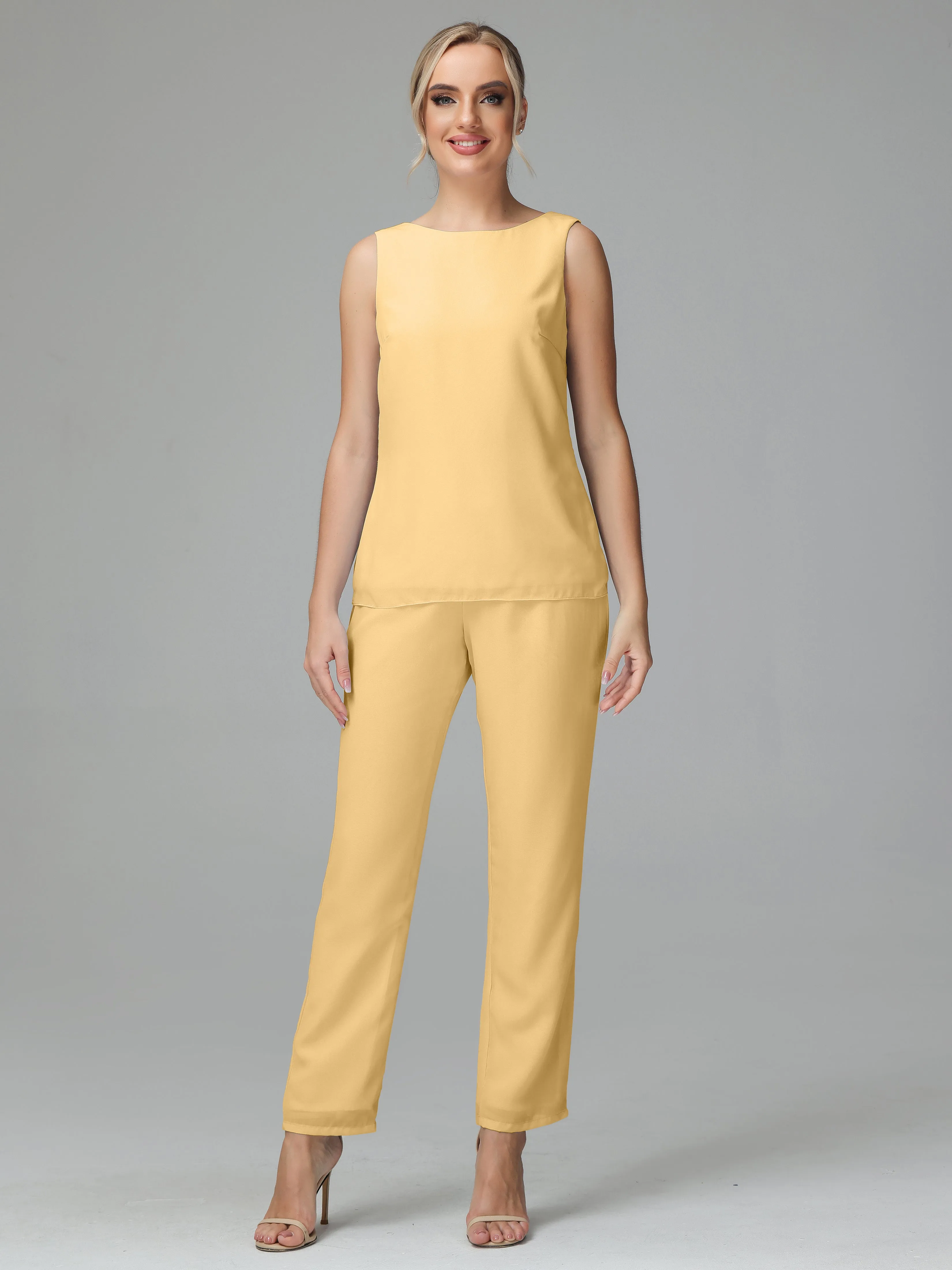 3 Pieces Chiffon Elegant Mother Of The Bride Dress Pants Suits