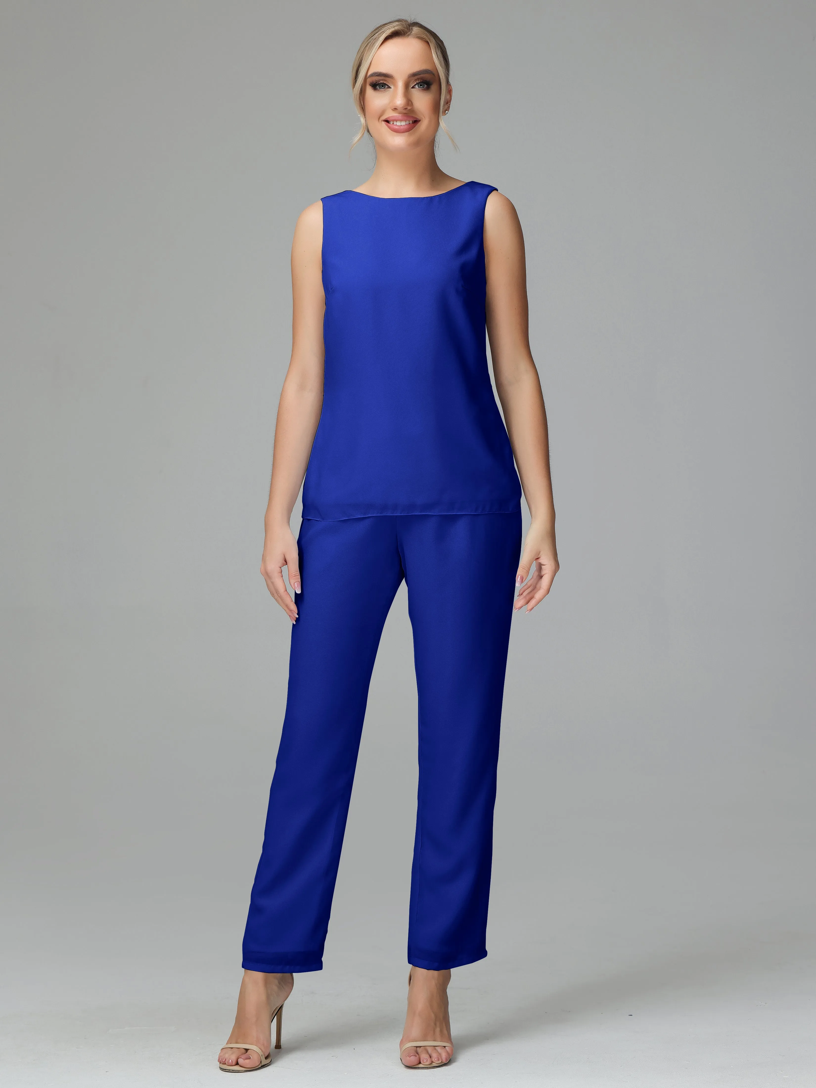 3 Pieces Chiffon Elegant Mother Of The Bride Dress Pants Suits