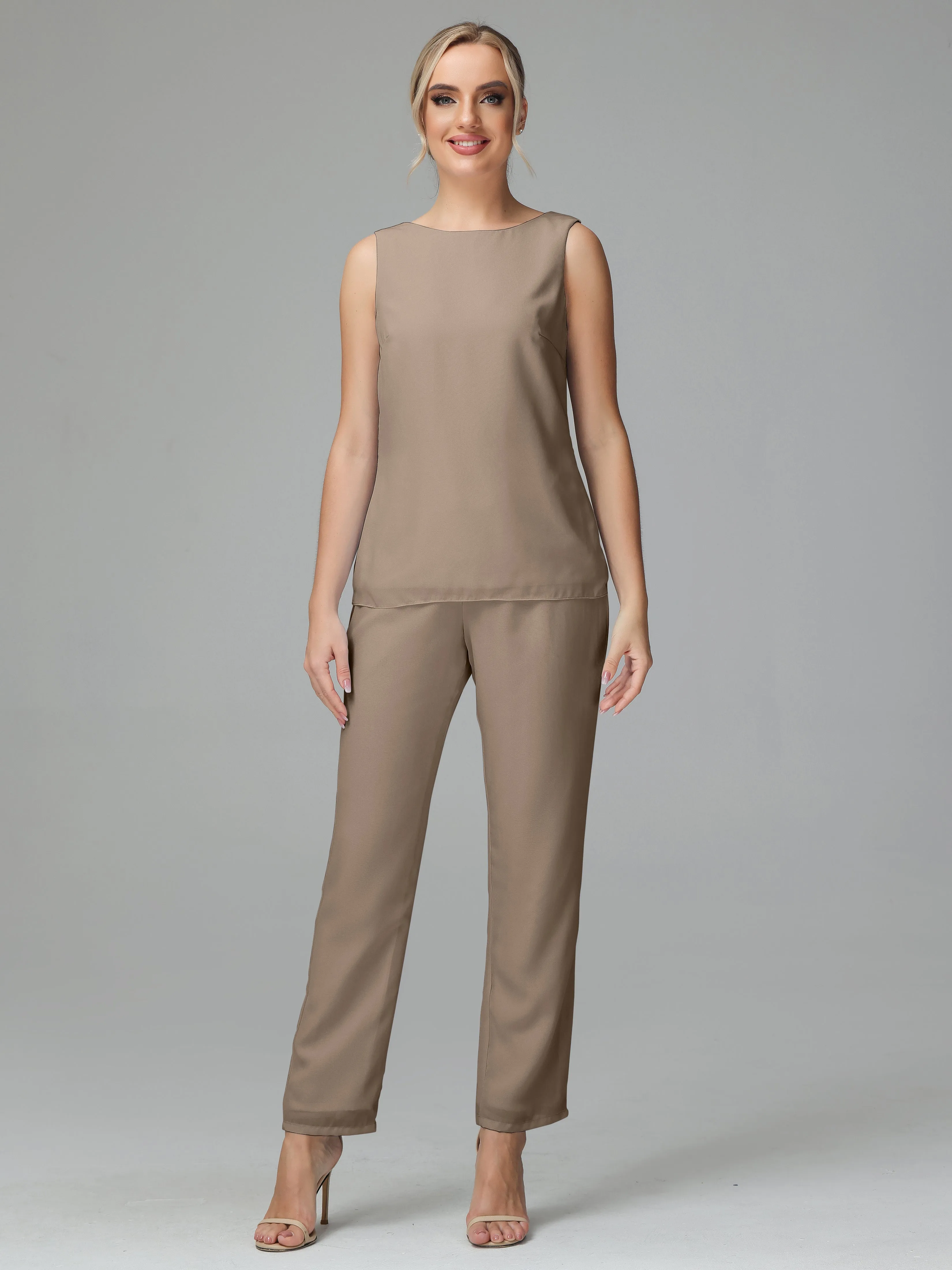 3 Pieces Chiffon Elegant Mother Of The Bride Dress Pants Suits