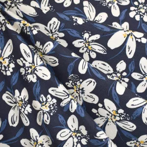 Abstract Floral Jersey French Terry Navy SY