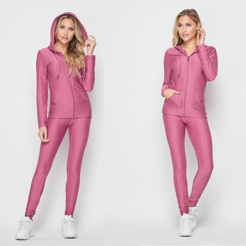 Active Brazilian Zip Up Hoodie Butt Lift Leggings Pants Set