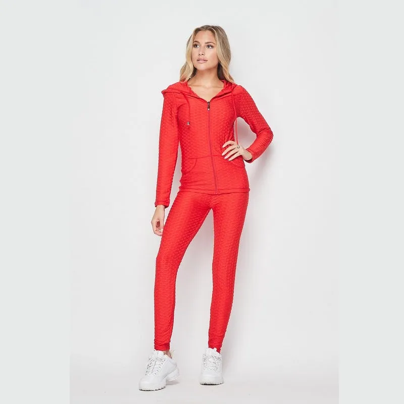 Active Brazilian Zip Up Hoodie Butt Lift Leggings Pants Set