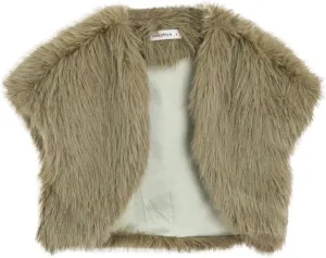 Amazhiyu Women Faux Fur Bolero Shrug Cap Sleeve Crop Cardigan for Evening Dress