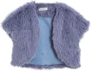 Amazhiyu Women Faux Fur Bolero Shrug Cap Sleeve Crop Cardigan for Evening Dress
