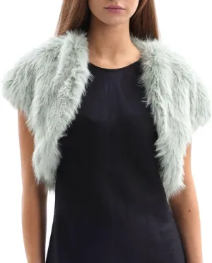 Amazhiyu Women Faux Fur Bolero Shrug Cap Sleeve Crop Cardigan for Evening Dress