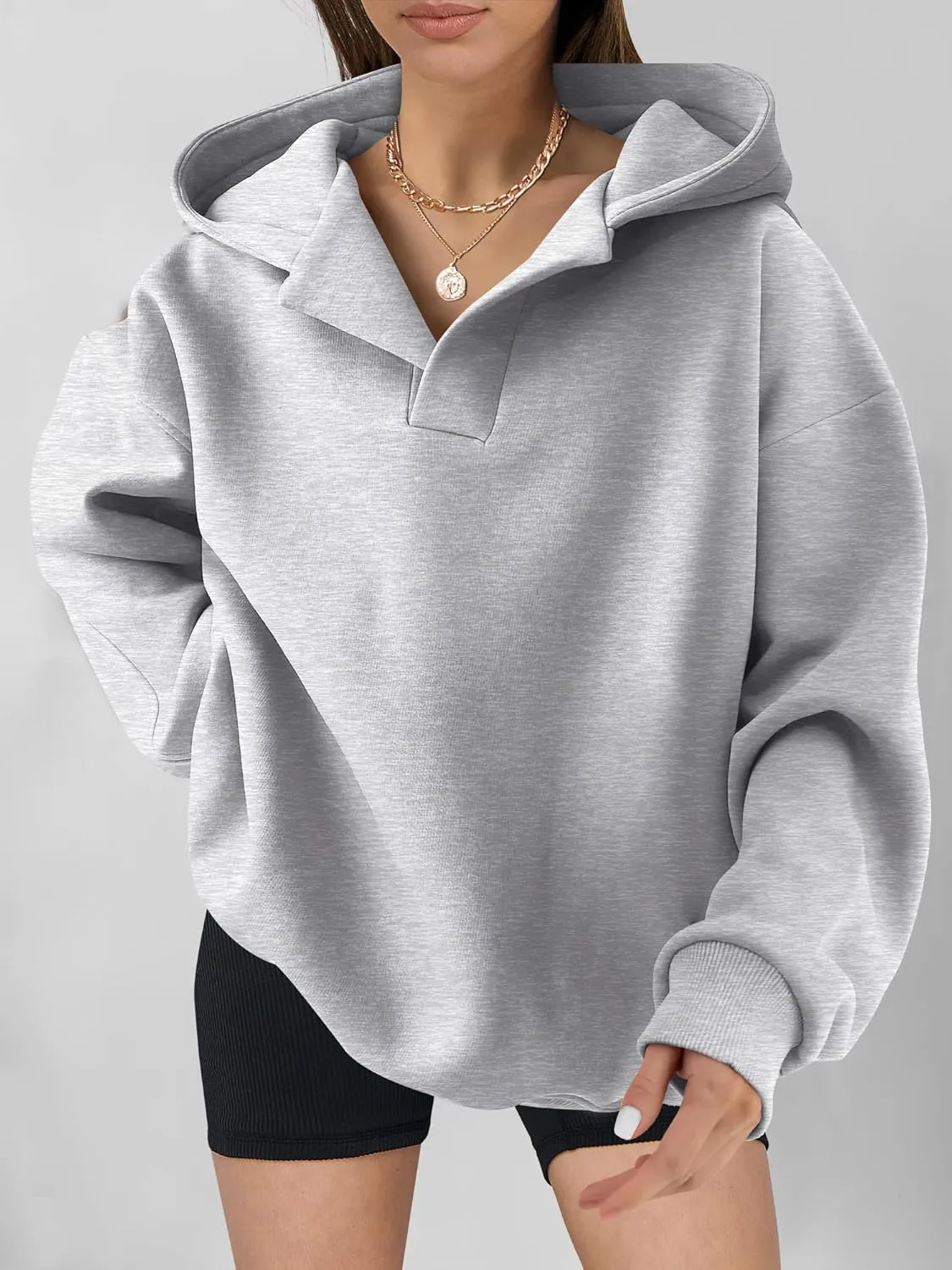 ANRABESS Womens Oversized Hoodies V Neck Sweatshirts Long Sleeve Pullover Casual Fall Teen Girls Preppy Clothes 2025 Trendy