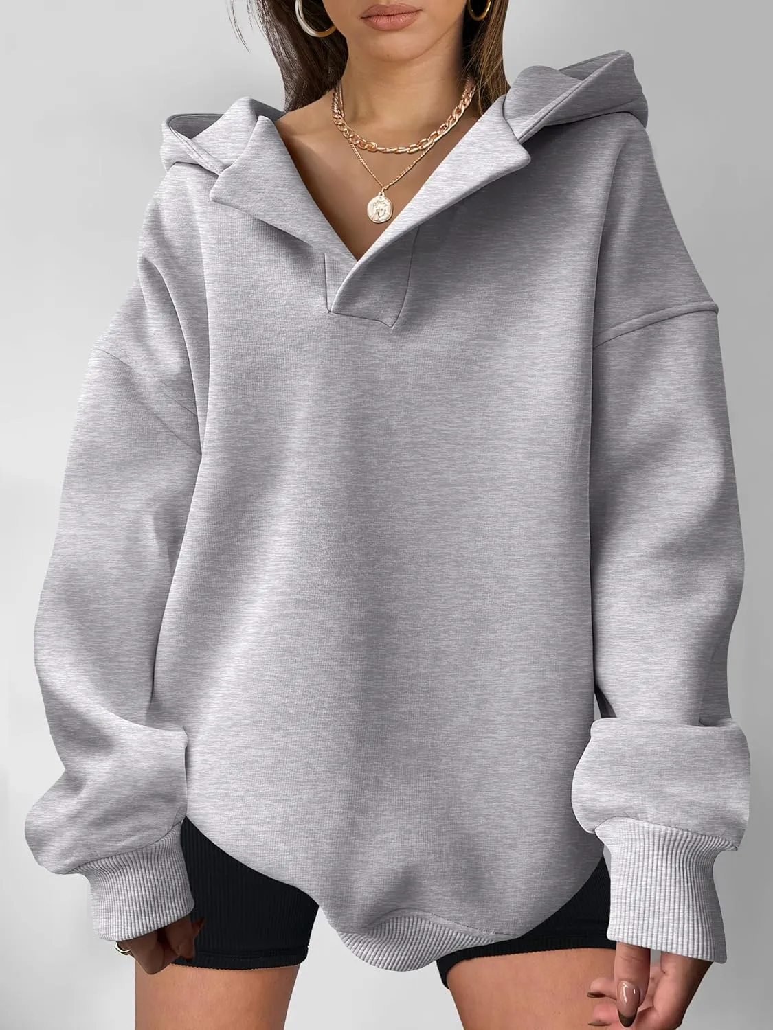 ANRABESS Womens Oversized Hoodies V Neck Sweatshirts Long Sleeve Pullover Casual Fall Teen Girls Preppy Clothes 2025 Trendy