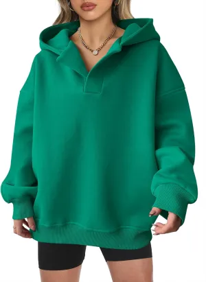 ANRABESS Womens Oversized Hoodies V Neck Sweatshirts Long Sleeve Pullover Casual Fall Teen Girls Preppy Clothes 2025 Trendy