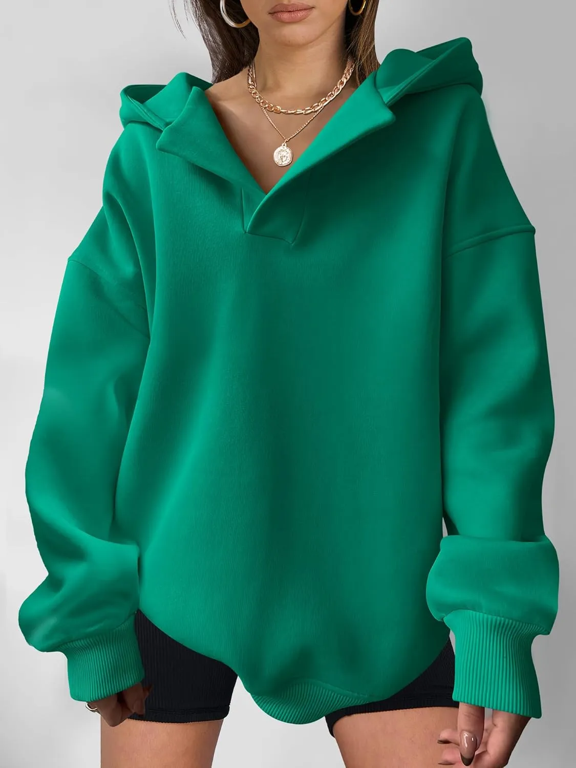 ANRABESS Womens Oversized Hoodies V Neck Sweatshirts Long Sleeve Pullover Casual Fall Teen Girls Preppy Clothes 2025 Trendy