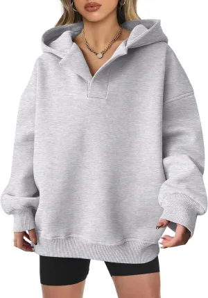 ANRABESS Womens Oversized Hoodies V Neck Sweatshirts Long Sleeve Pullover Casual Fall Teen Girls Preppy Clothes 2025 Trendy
