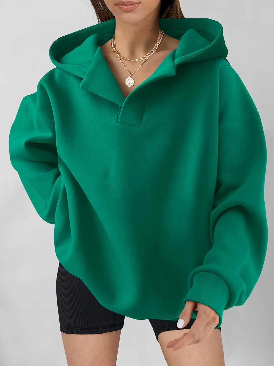 ANRABESS Womens Oversized Hoodies V Neck Sweatshirts Long Sleeve Pullover Casual Fall Teen Girls Preppy Clothes 2025 Trendy